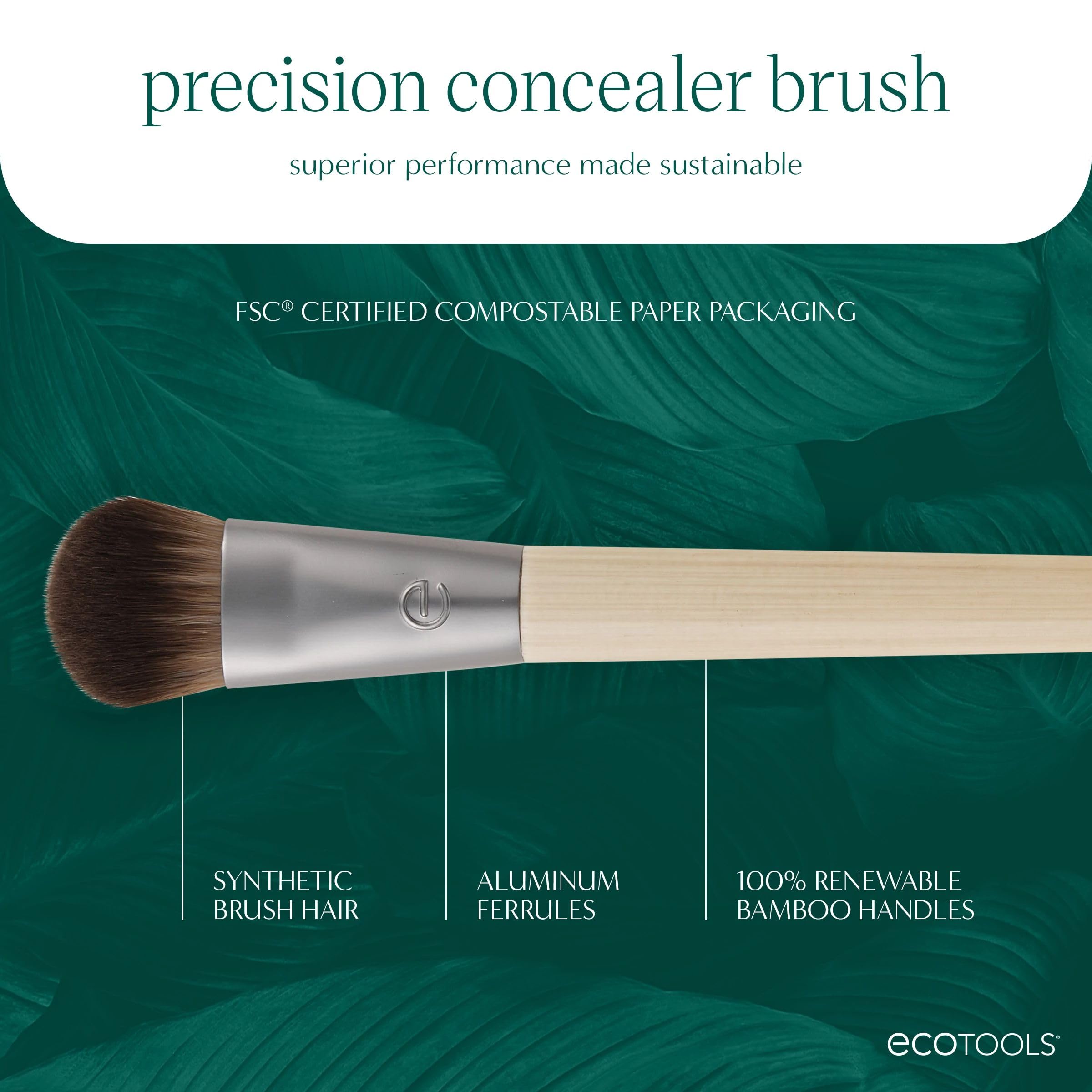 EcoTools Classic Foundation Face Brush, For Liquid, & Cream Foundation, Flat Foundation Brush For Natural Makeup, Buildable Coverage, Synthetic Bristles, Vegan & Cruelty- Free Halalzen
