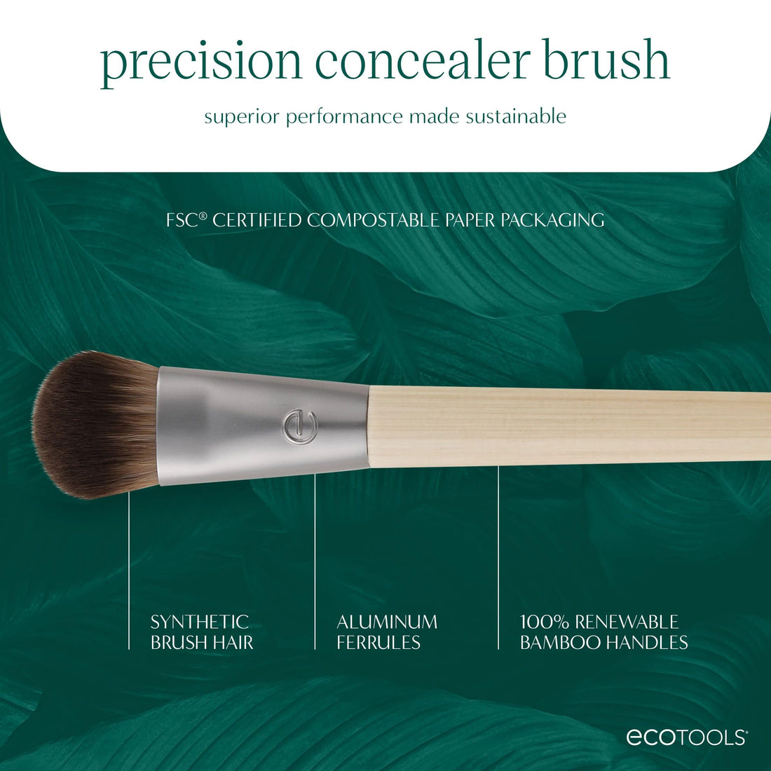 EcoTools Classic Foundation Face Brush, For Liquid, & Cream Foundation, Flat Foundation Brush For Natural Makeup, Buildable Coverage, Synthetic Bristles, Vegan & Cruelty- Free Halalzen