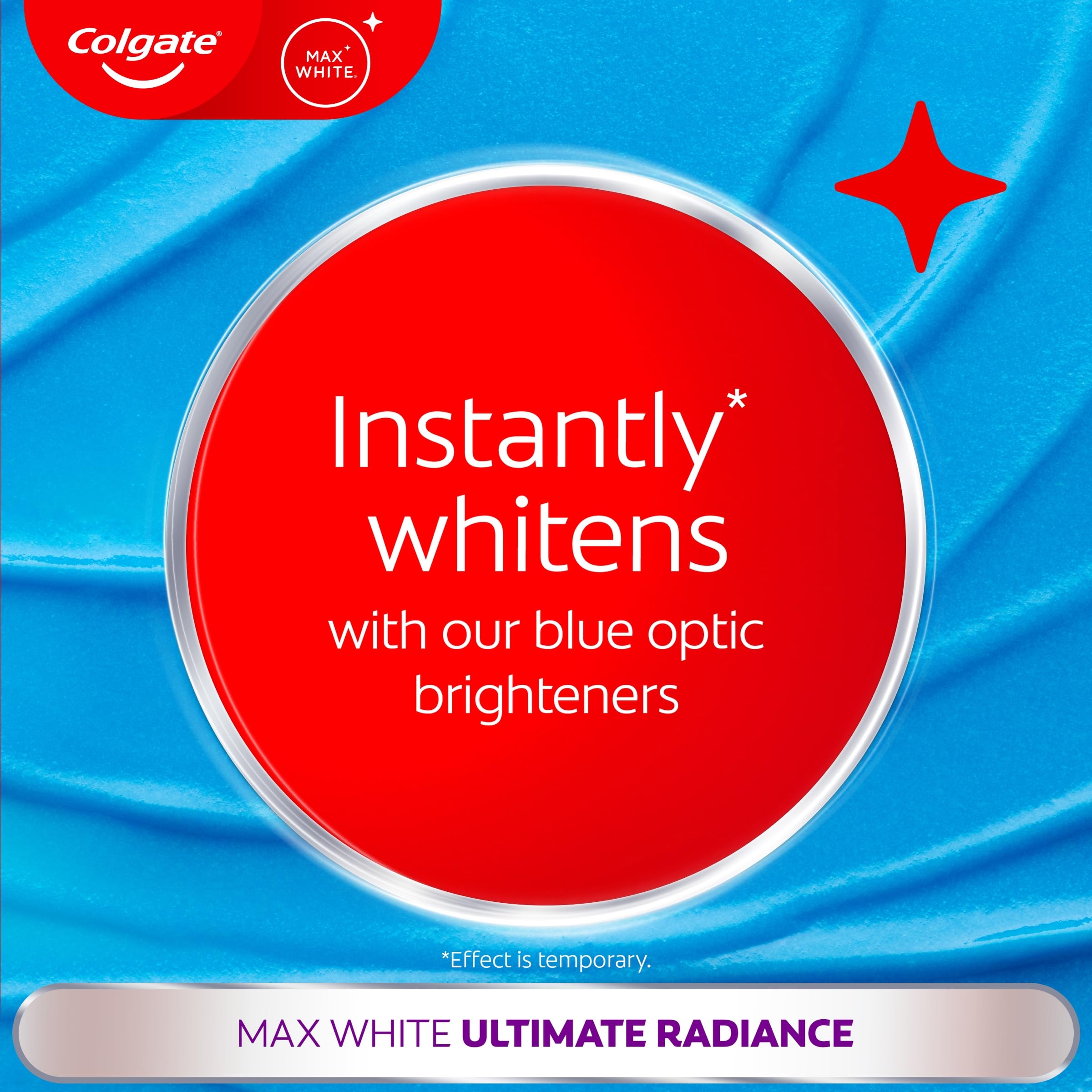 Colgate Max White Ultimate Radiance Whitening Toothpaste 75ml - 10X Whiter Teeth* - Instant Teeth Whitening Toothpaste^ - Deeply* Whitens - Helps Prevent Future Stains - Enamel Safe for Daily Use
