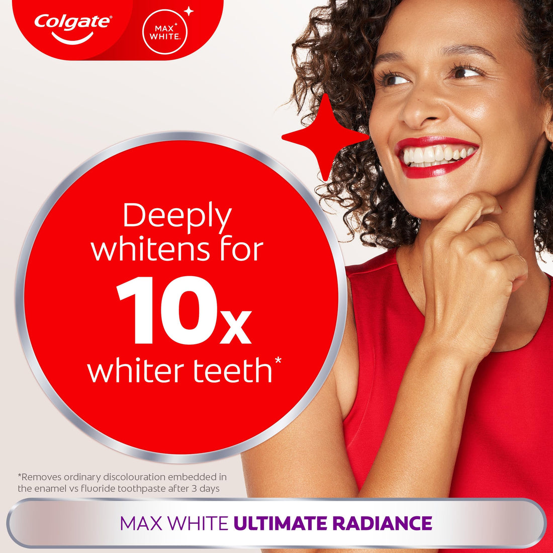 Colgate Max White Ultimate Radiance Whitening Toothpaste 75ml - 10X Whiter Teeth* - Instant Teeth Whitening Toothpaste^ - Deeply* Whitens - Helps Prevent Future Stains - Enamel Safe for Daily Use