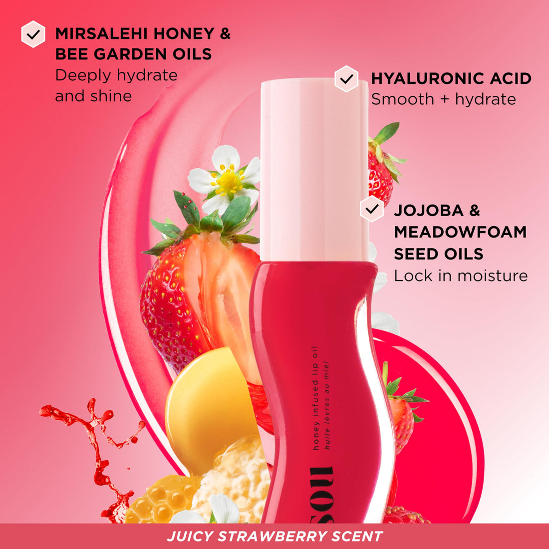 Gisou Honey Infused Lip Oil – Hydrating & Glossy Lip Oil with Jojoba Seed Oil, Non-Sticky Shine, Fresh Honey, 0.27 Fl Oz Halalzen