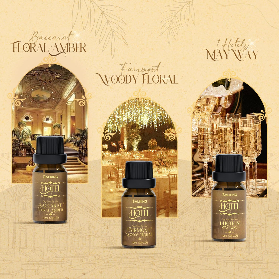SALKING Essential Oils Set, 100% Pure Fragrance Oil AromatherapyGift, Premium Scented Oils for Diffusers 6 x 10 ML - Lavender, Rose, Jasmine, Cherry Blossom, Gardenia, Chamomile, Pink