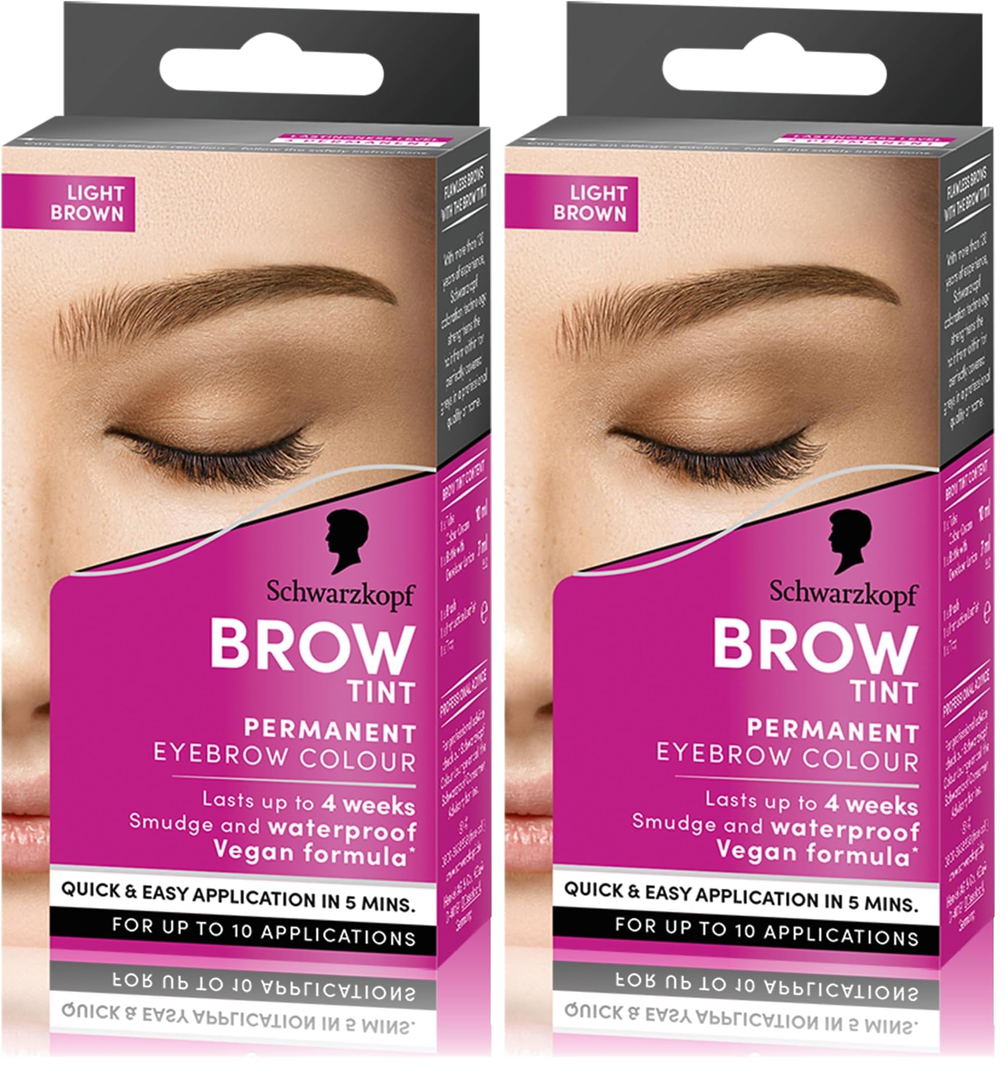 Schwarzkopf Brow Tint Dark Brown (10ml), Permanent Eyebrow Tint, Long-Lasting Intensity, Water- and Smudge-Proof, Easy Application Brow Tint for Up to 10 Applications, Vegan Formula