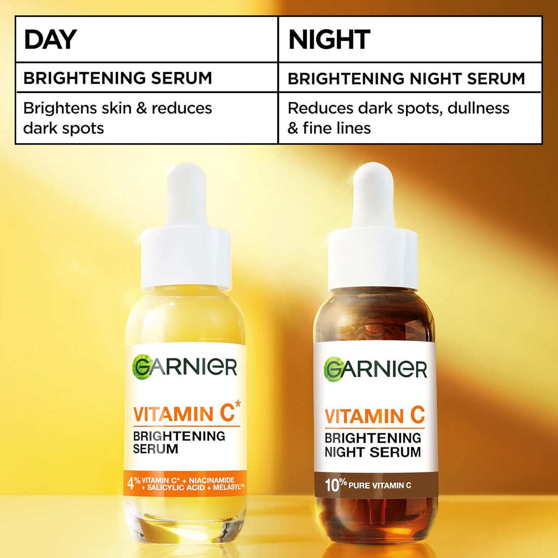 Garnier Vitamin C Serum for Face, Brightening Serum with 4% Vitamin C + Niacinamide + Salicylic Acid, Dark Spot Reducer & Evens Skin Tone, Suitable for Sensitive Skin, 30ml