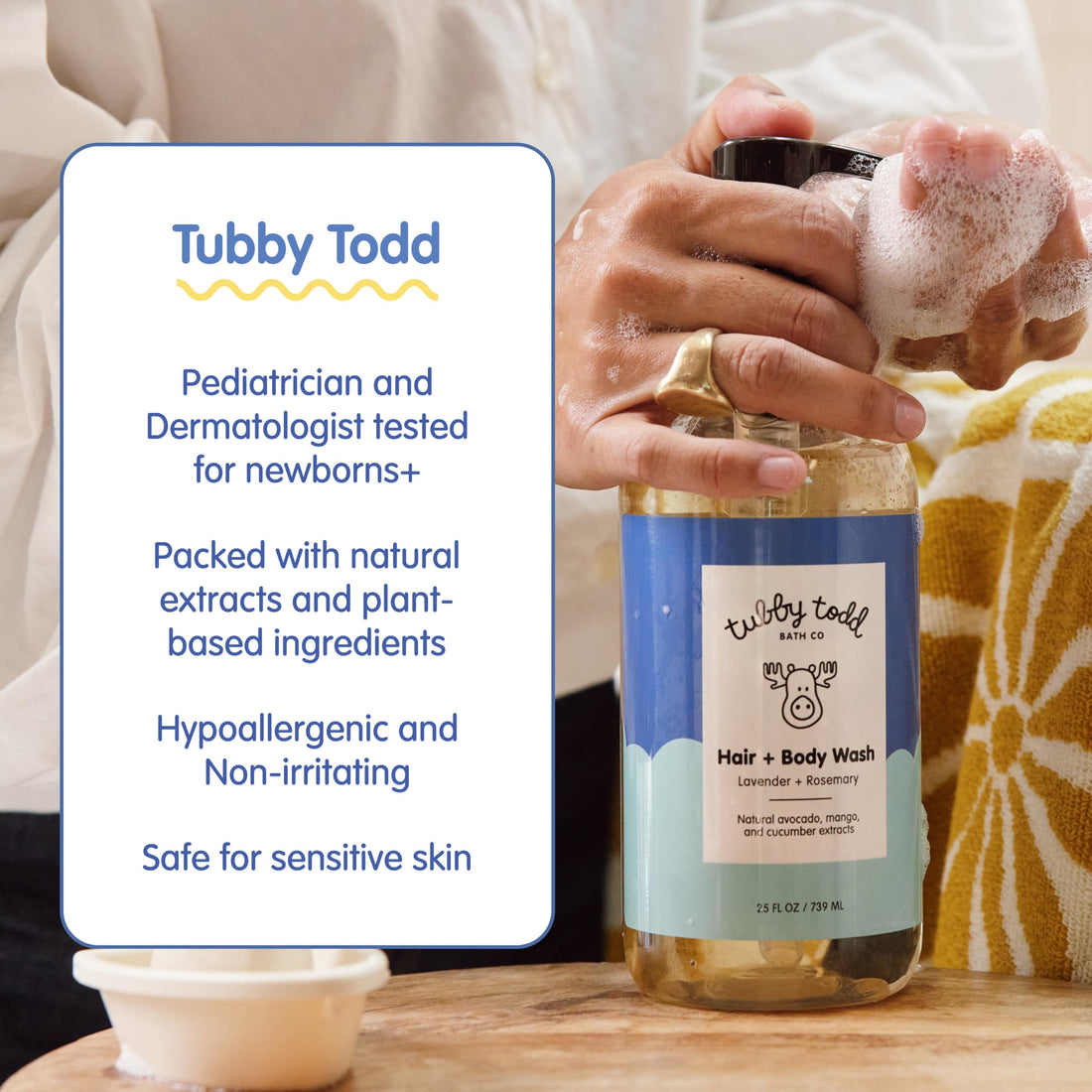 TUBBY TODD Hair + Body Wash - Baby Shampoo and Body Wash - Gentle, Natural Baby Wash for Newborns, Babies, and Toddlers - Non-Toxic and Hypoallergenic - Fragrance-Free, 2 Pack, 8.5oz & 25oz Halalzen