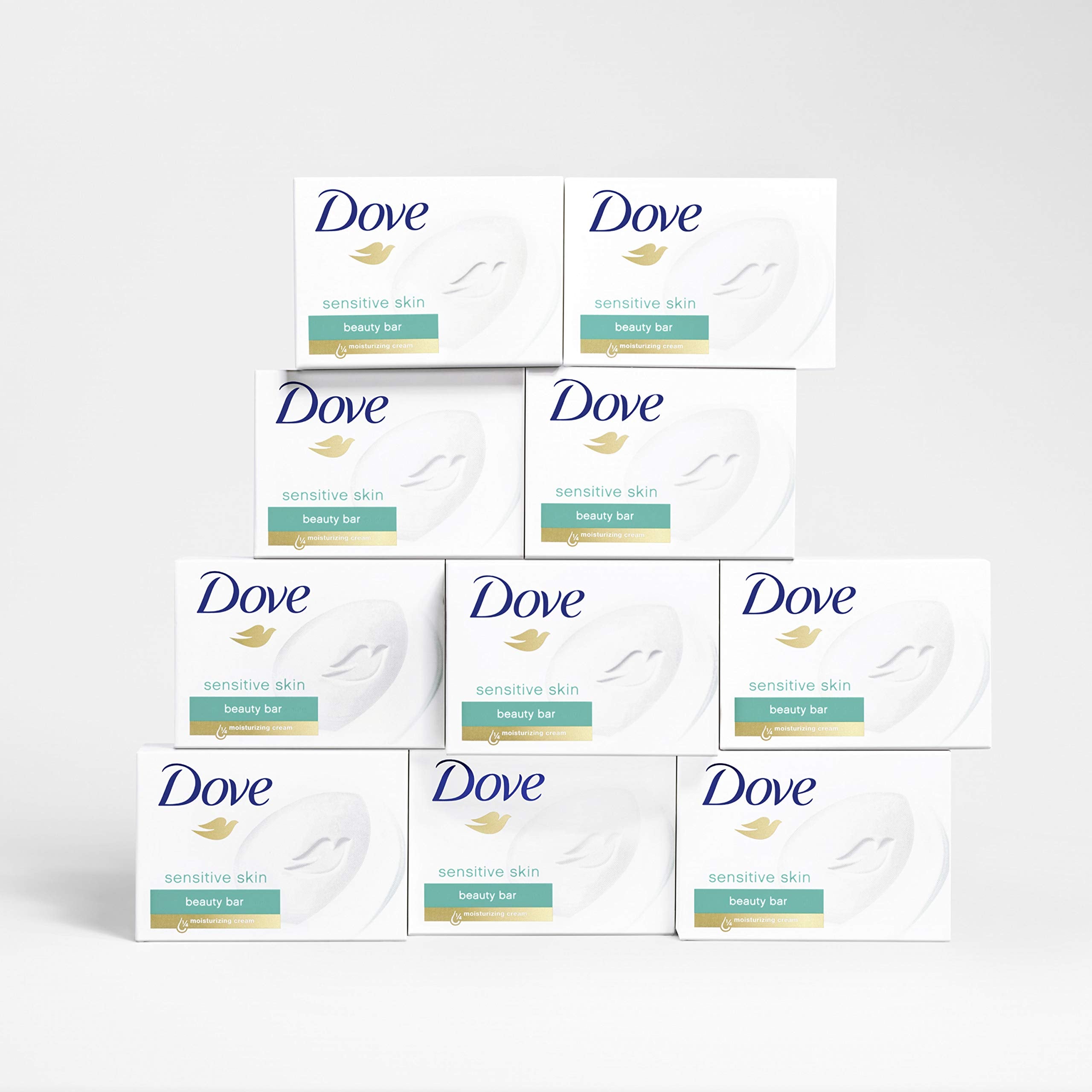 Dove Beauty Bar Soap Sensitive, 8 Bars for Sensitive Skin, Fragrance Free and Hypoallergenic 3.75 oz