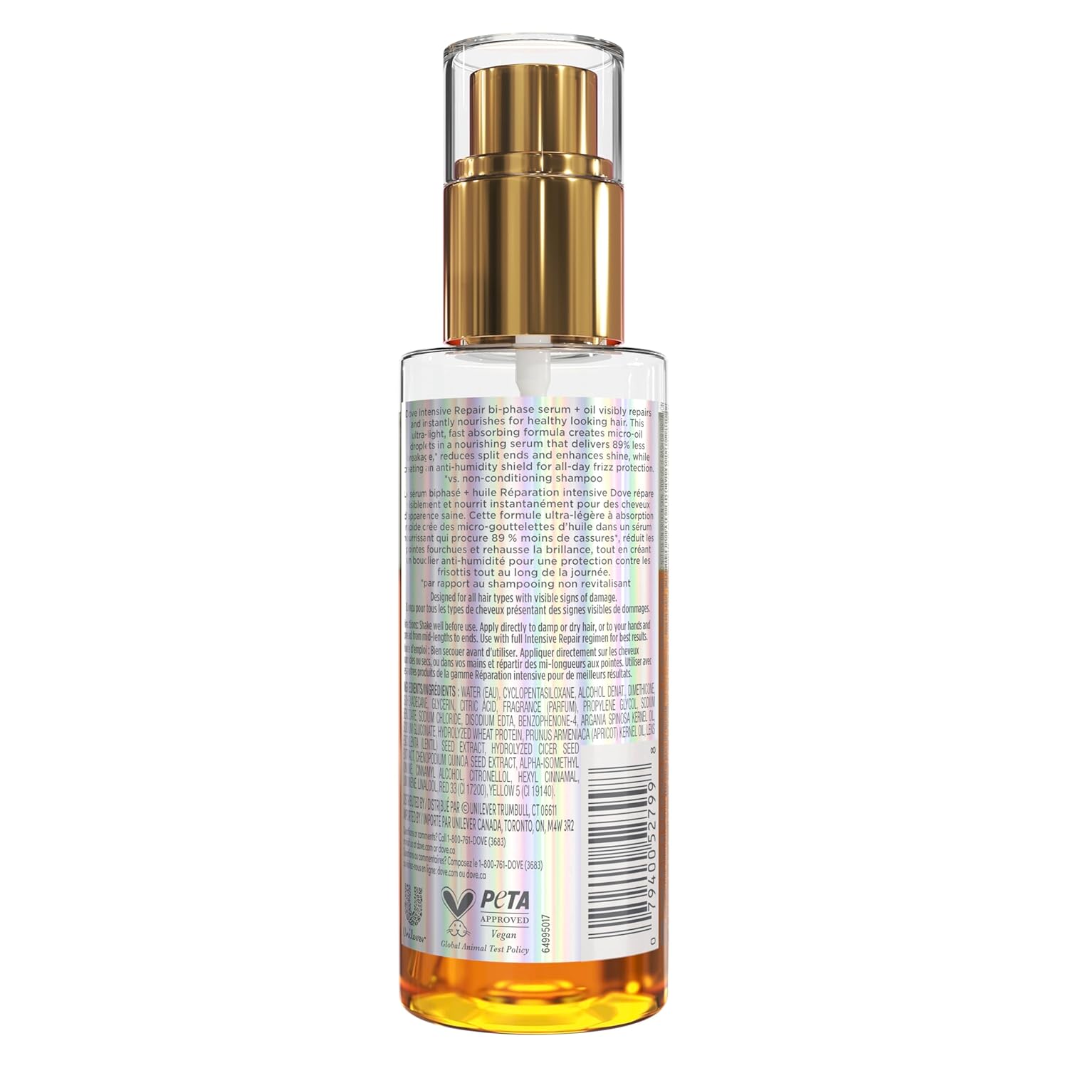 Dove Damage Therapy Intensive Repair with Amino Serum Bi-Phase Serum + Oil Hair Spray for Shine, Frizz Control, and Split Ends 3.9 oz Halalzen