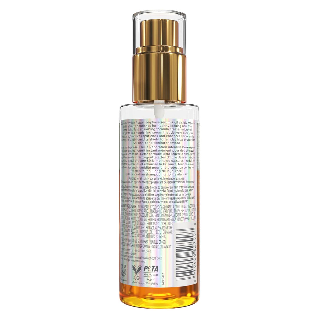 Dove Damage Therapy Intensive Repair with Amino Serum Bi-Phase Serum + Oil Hair Spray for Shine, Frizz Control, and Split Ends 3.9 oz Halalzen