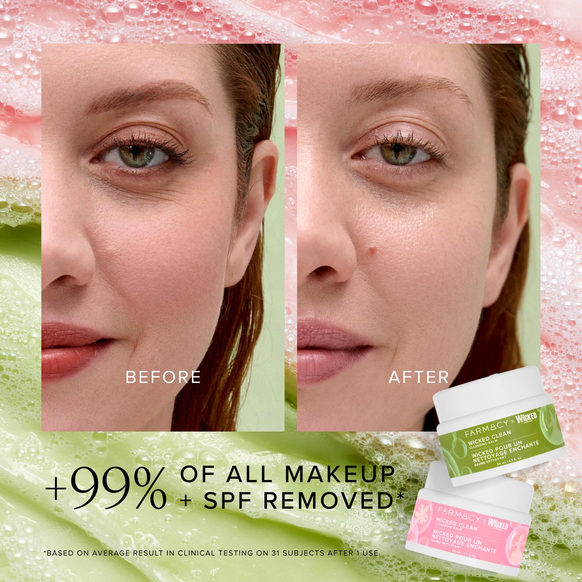 Farmacy Makeup Remover Cleansing Balm - Green Clean Waterproof Makeup Remover + Oil Based Cleanser - Gentle Exfoliating Double Cleanser - Melts From Balm to Milky Lather (30ml) Halalzen