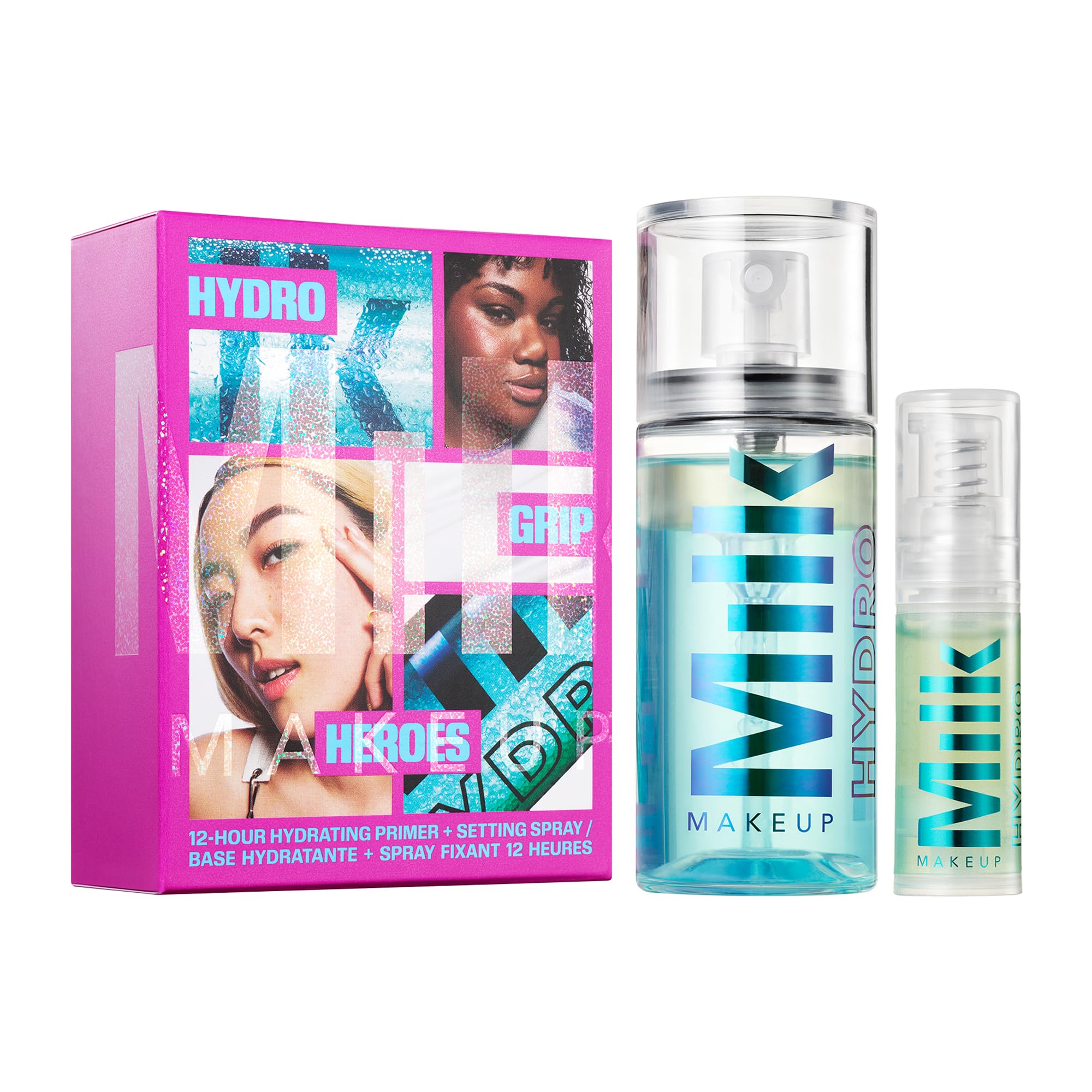 Milk Makeup Hydro Grip Set + Refresh Spray with Hyaluronic Acid – Sets Makeup + Hydrates Skin for Up to 12 Hours – Long-Lasting, Alcohol-Free Facial Mist for Dewy, Radiant Skin