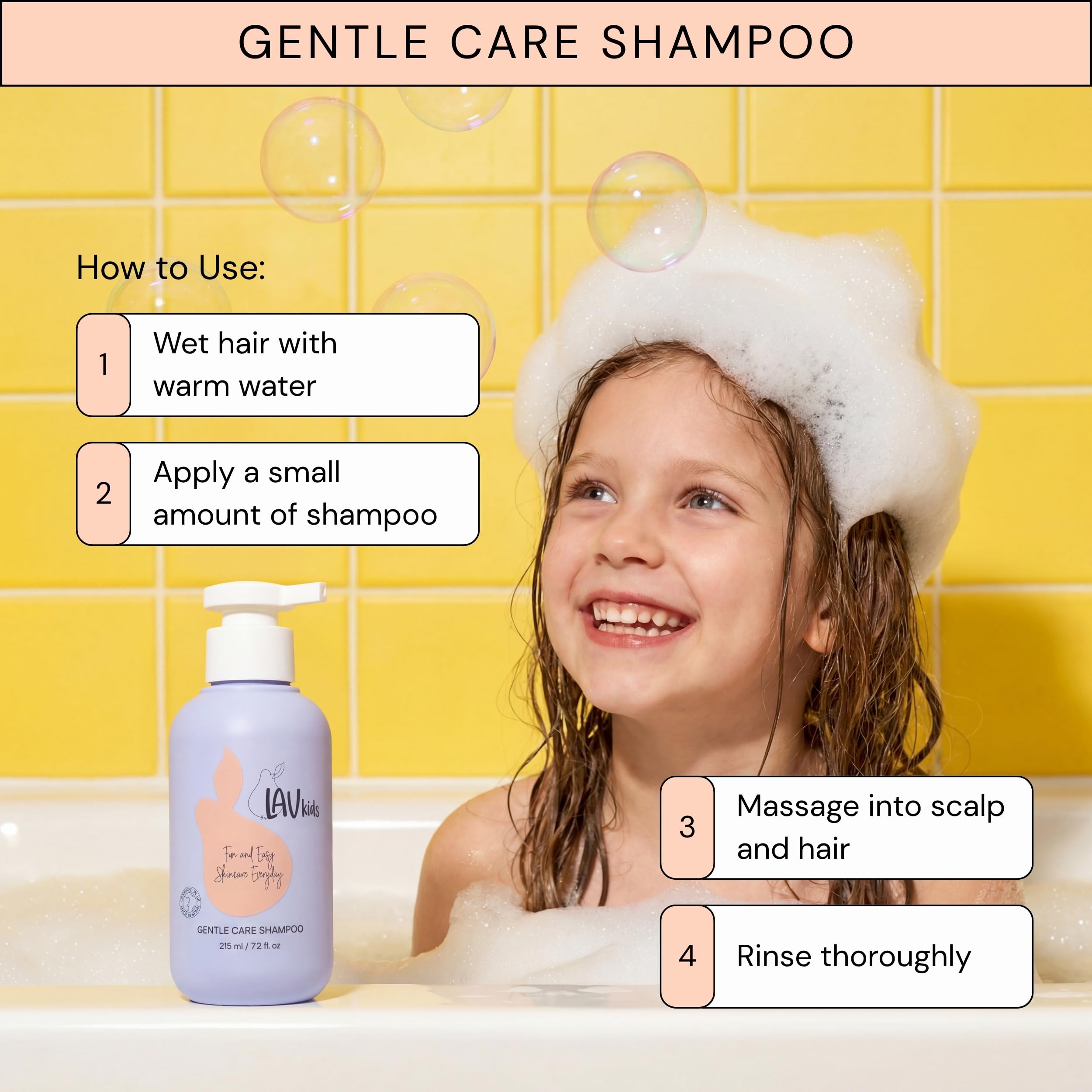 Lav Kids Natural Hair Care Bundle for Daily Use, Algae Extract and Moisturizing (Shampoo + Conditioner)