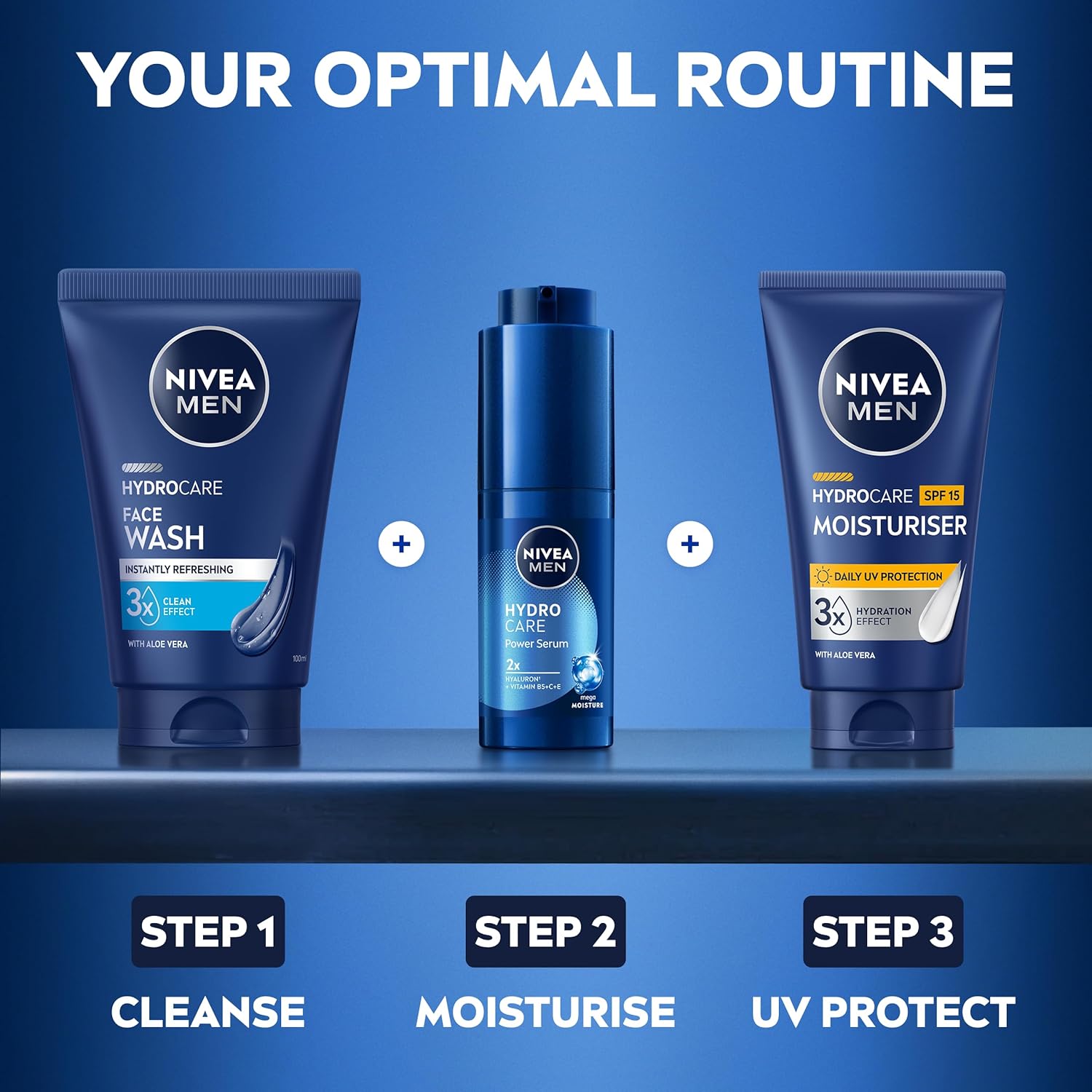 NIVEA MEN Hydrocare Power Serum (30ml), Face Serum For Dry Skin, 72H Hydration Formula with Hyaluronic Acid, Deeply Hydrating Moisturiser for Men