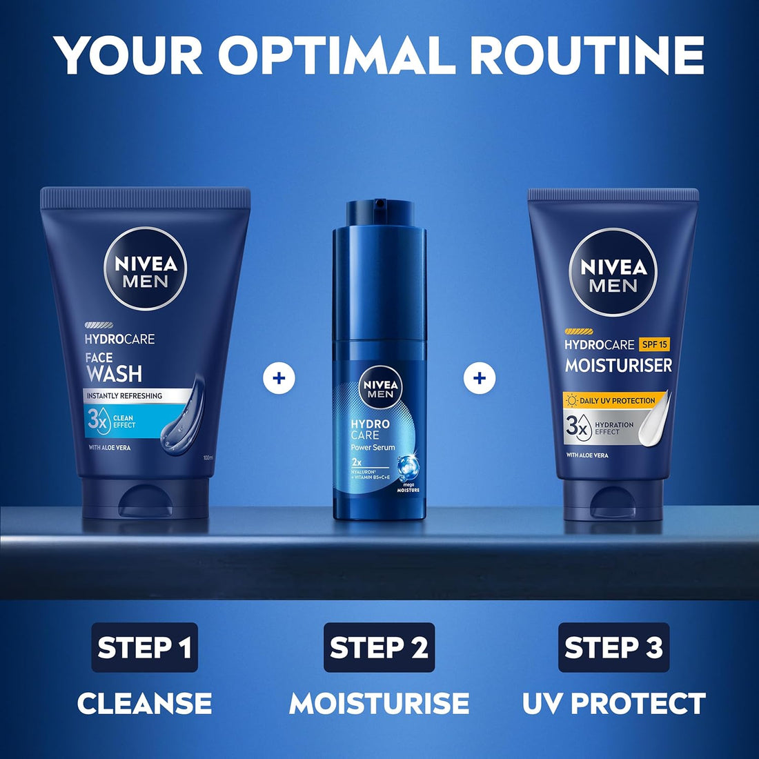 NIVEA MEN Hydrocare Power Serum (30ml), Face Serum For Dry Skin, 72H Hydration Formula with Hyaluronic Acid, Deeply Hydrating Moisturiser for Men