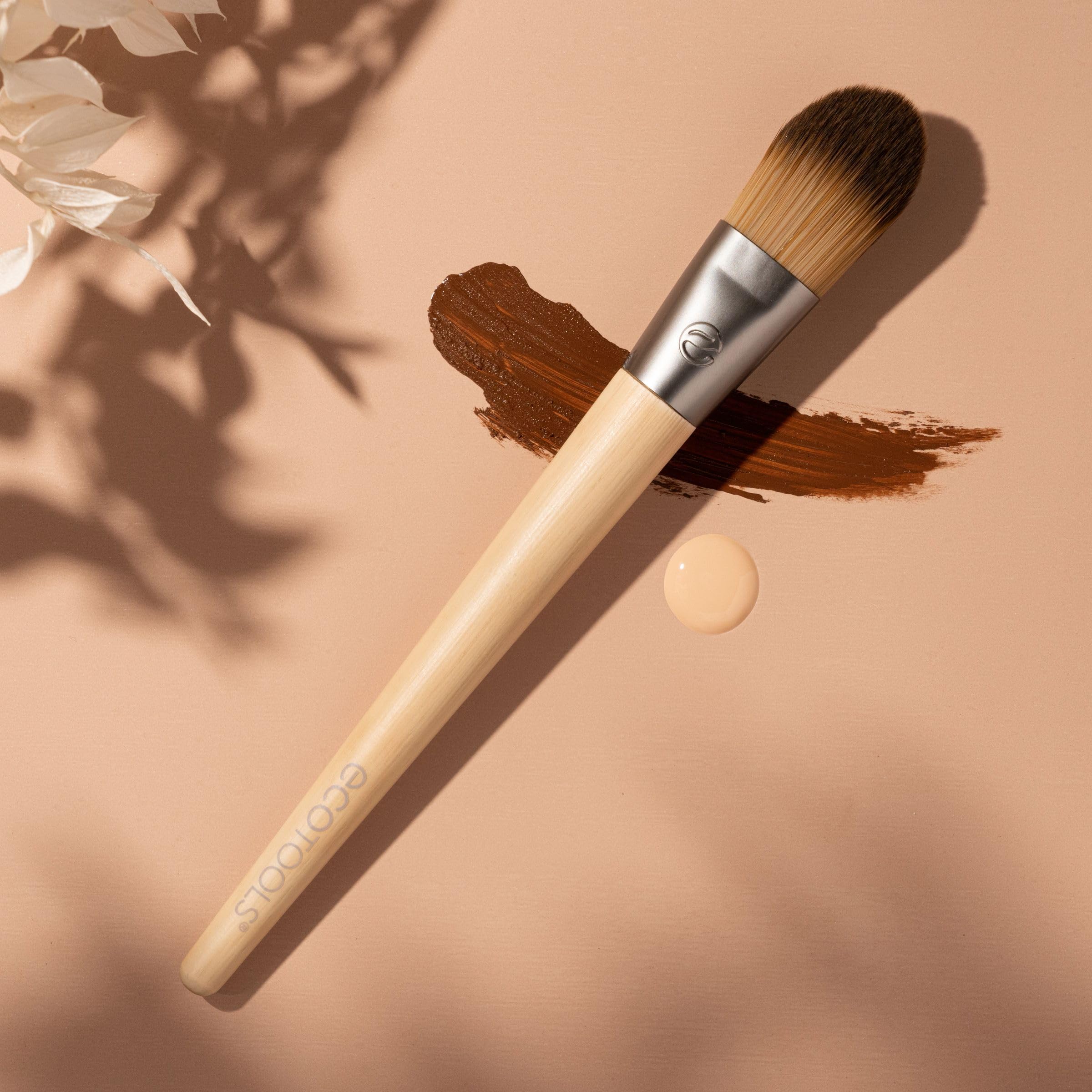 EcoTools Classic Foundation Face Brush, For Liquid, & Cream Foundation, Flat Foundation Brush For Natural Makeup, Buildable Coverage, Synthetic Bristles, Vegan & Cruelty- Free Halalzen