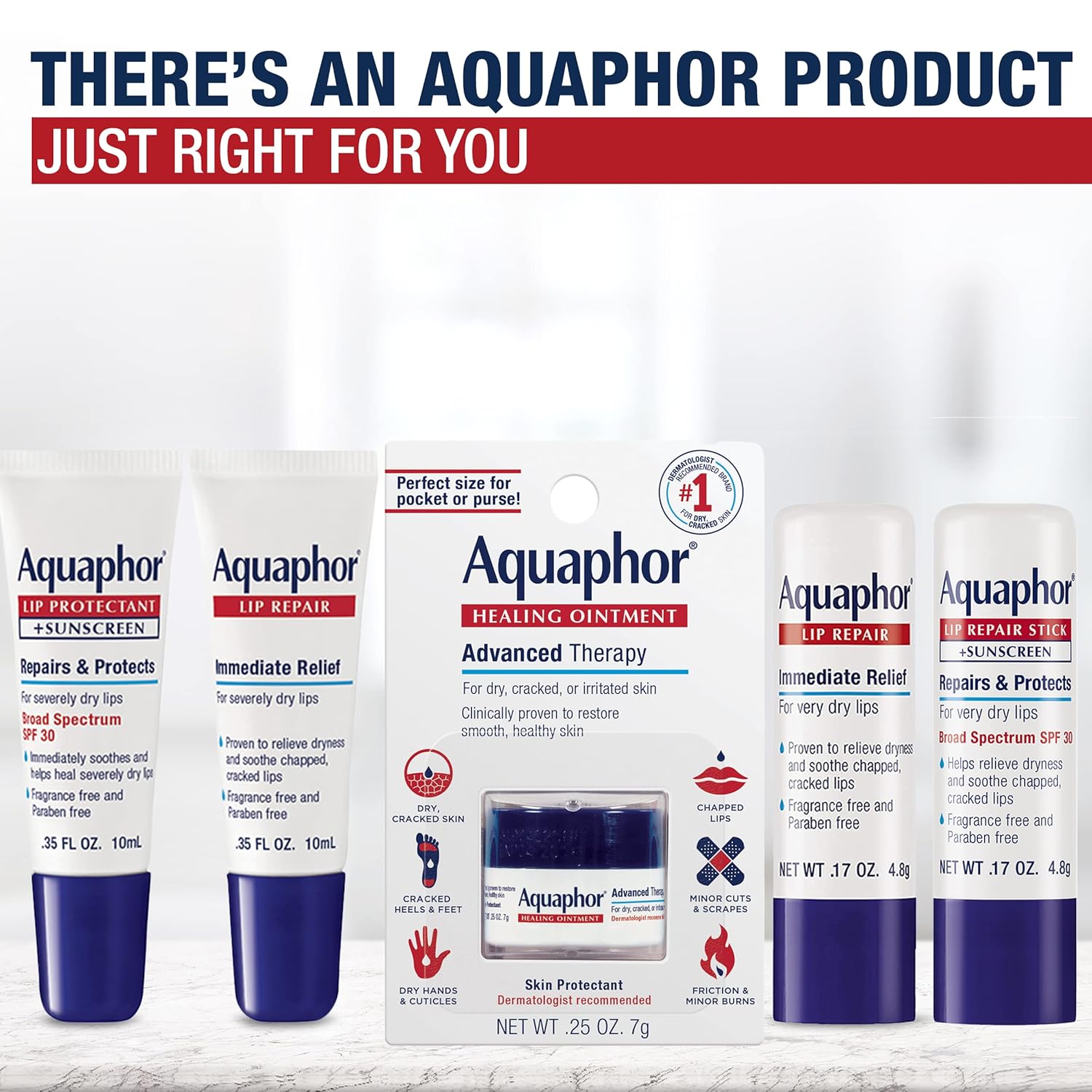Aquaphor Lip Repair Stick with Shea Butter, Moisturizing Lip Balms, Fragrance Free and Paraben Free, Mothers Day Gifts, 0.17 Oz Stick, Pack of 4 Halalzen
