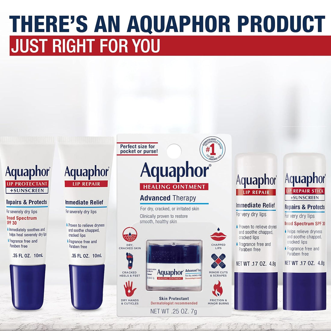 Aquaphor Lip Repair Stick with Shea Butter, Moisturizing Lip Balms, Fragrance Free and Paraben Free, Mothers Day Gifts, 0.17 Oz Stick, Pack of 4 Halalzen