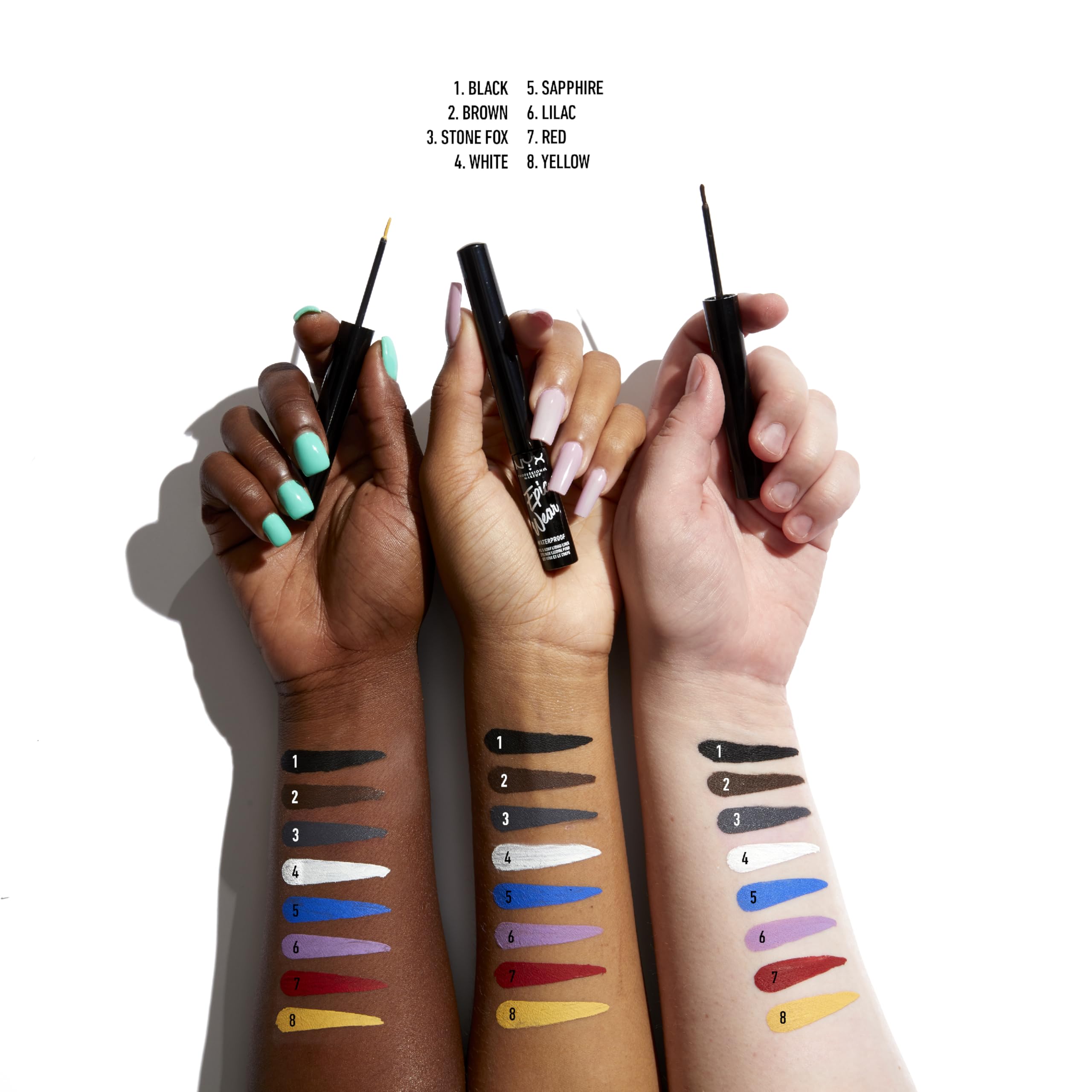 NYX Professional Makeup Eye Liner, Epic Ink Liner, Waterproof Liquid Eyeliner Pen, 1 Stroke Intense Pigment, Flexible Brush for Thin or Thick Lines, Shade Black Halalzen