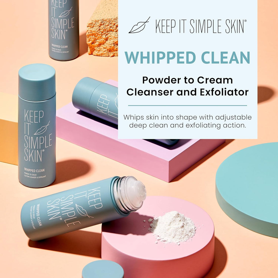 Keep It Simple Skin - Whipped Clean Face Wash, Clean and Exfoliate, Paraben Free, Gentle and Brightening for All Skin Types, Deeply Cleanses with Clinically Proven Actives (30ml)