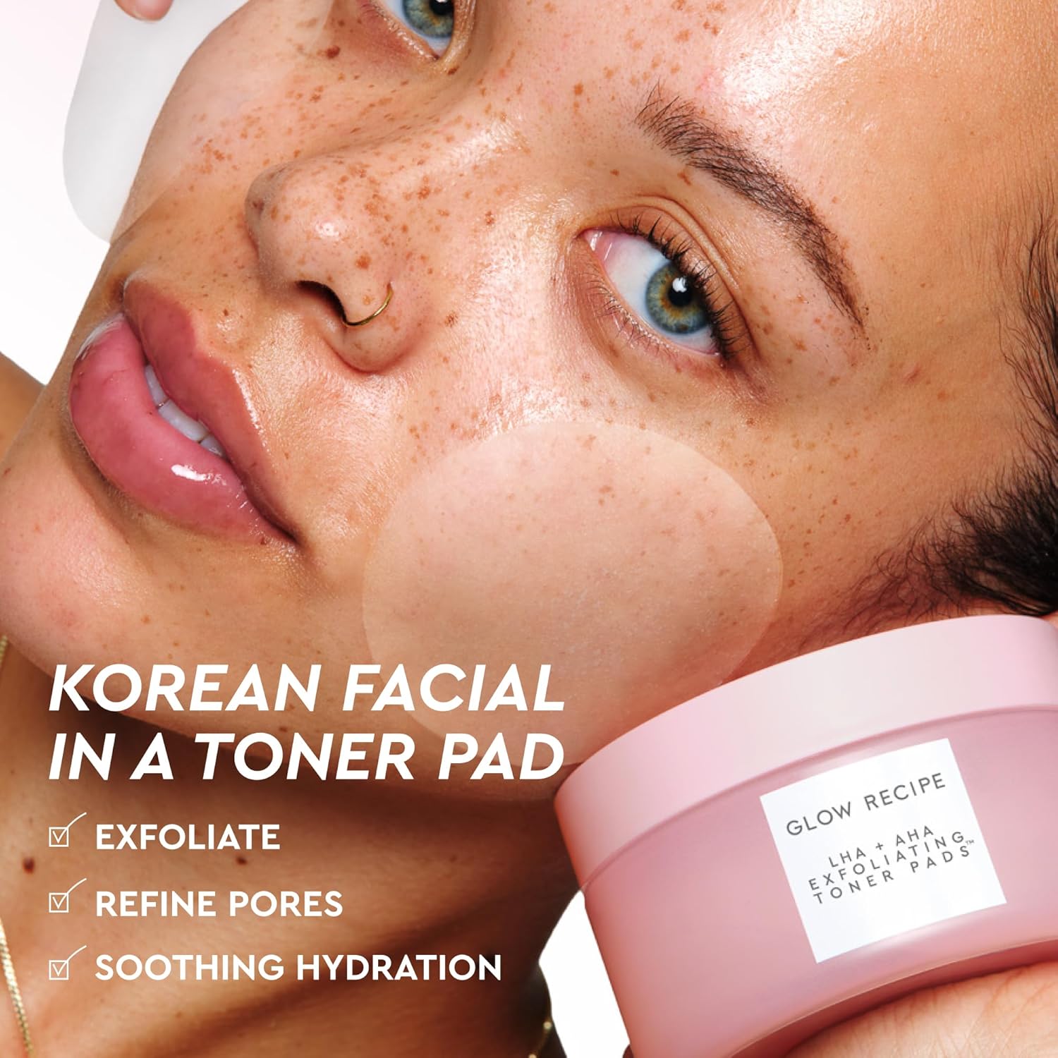 Glow Recipe LHA + AHA Toner Pads - Korean Exfoliating Toner for Face - Pore Minimizer - Hydrating Toner Pads - 5 Gentle Acids, Watermelon Enzymes, Hydrating Botanicals (60 Face Pads)