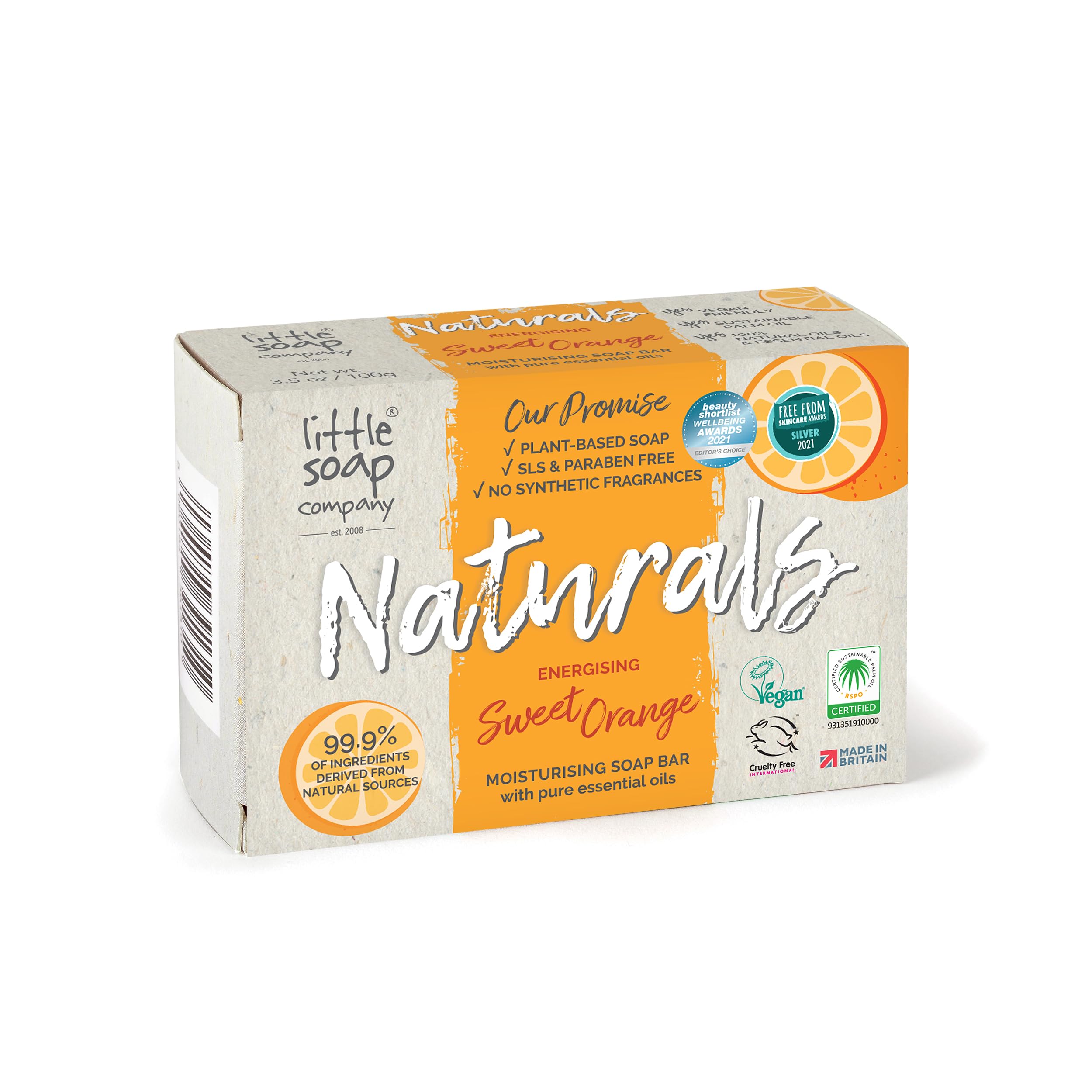 Little Soap Company Natural Range - Citrus & Lavender Soap Bar 100g | Vegan, Cruelty Free & Eco Friendly Body, Face & Hand Soap | Free from SLS & Parabens | Antibacterial with Cleansing Essential Oils Halalzen