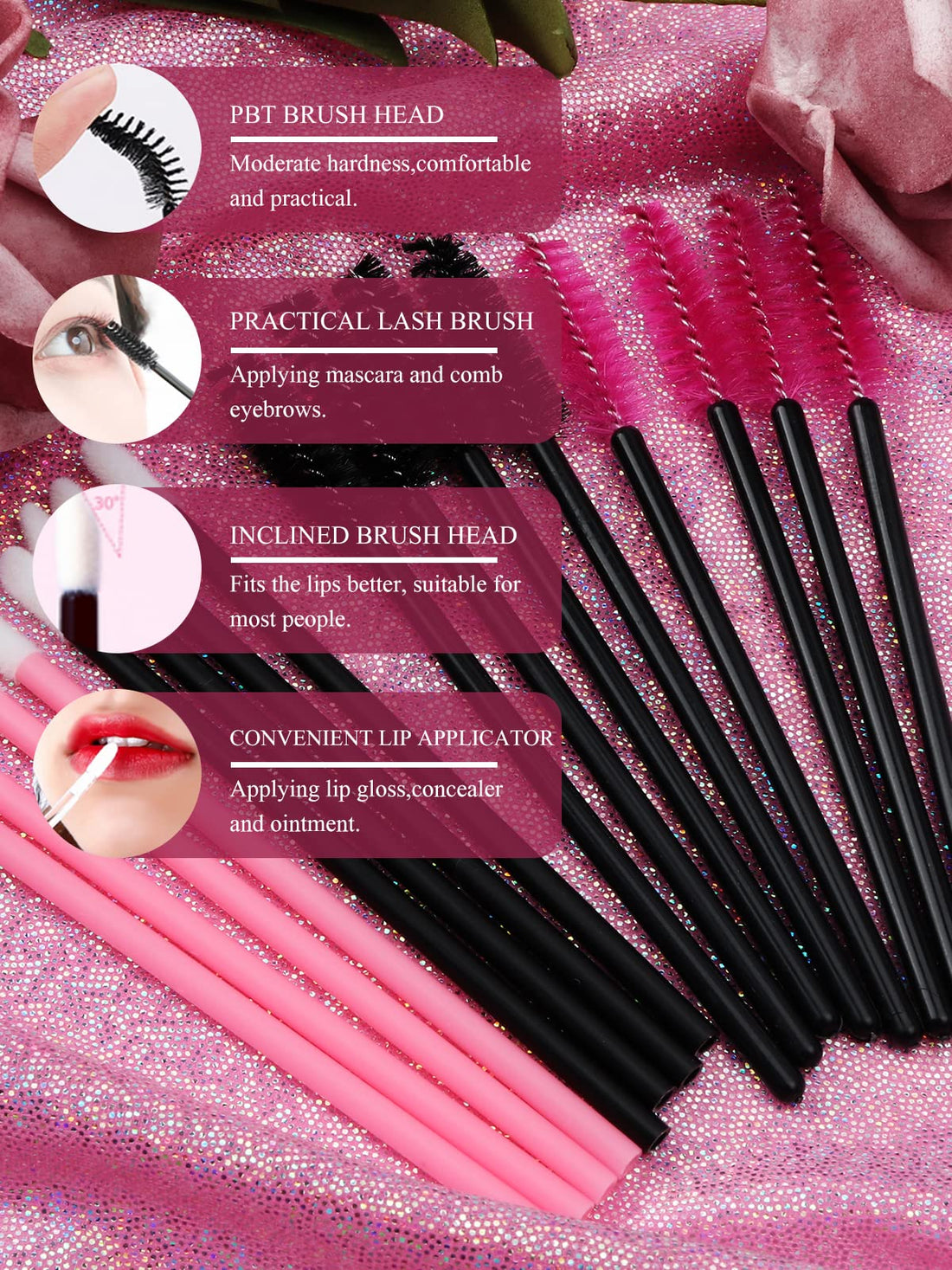 Yokilly 300PCS Disposable Mascara Wands Lip Wands Set,100Pcs Eyelash Brush/100Pcs Lip Brush/100PCS Micro Brushes,Makeup Tool Kit with Organizer Box Halalzen
