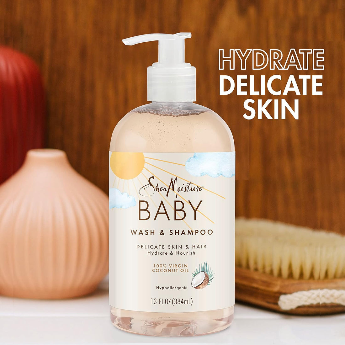100 Percent Virgin Coconut Oil Baby Wash and Shampoo by Shea Moisture for Kids - 13 oz Body Wash