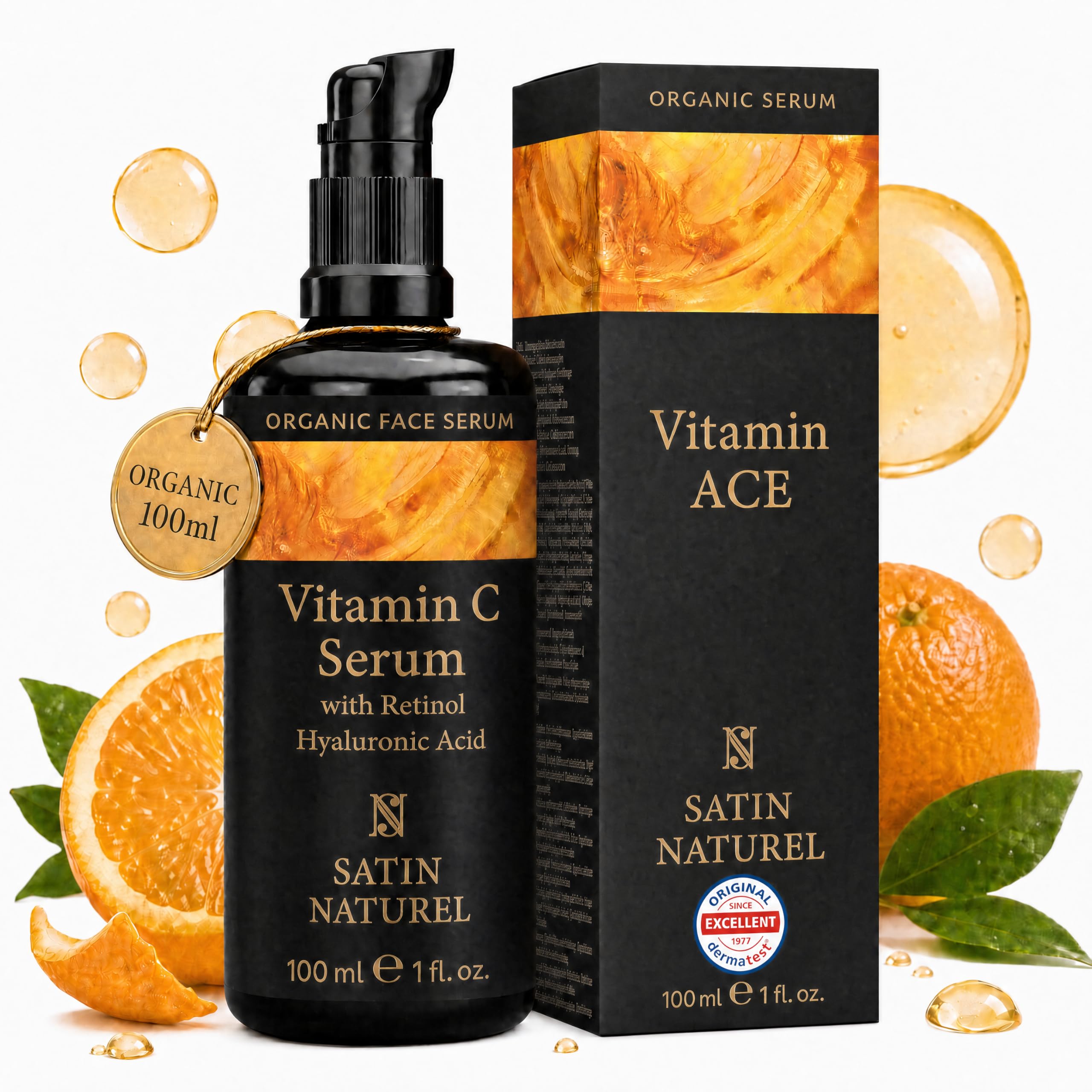 Satin Naturel High-Dose Hyaluronic Serum 100 ml – Organic Hyaluronic Acid Facial Serum – Anti-Aging Moisturizing Serum – Vegan – 24h Hydration – Facial Care for Women and Men