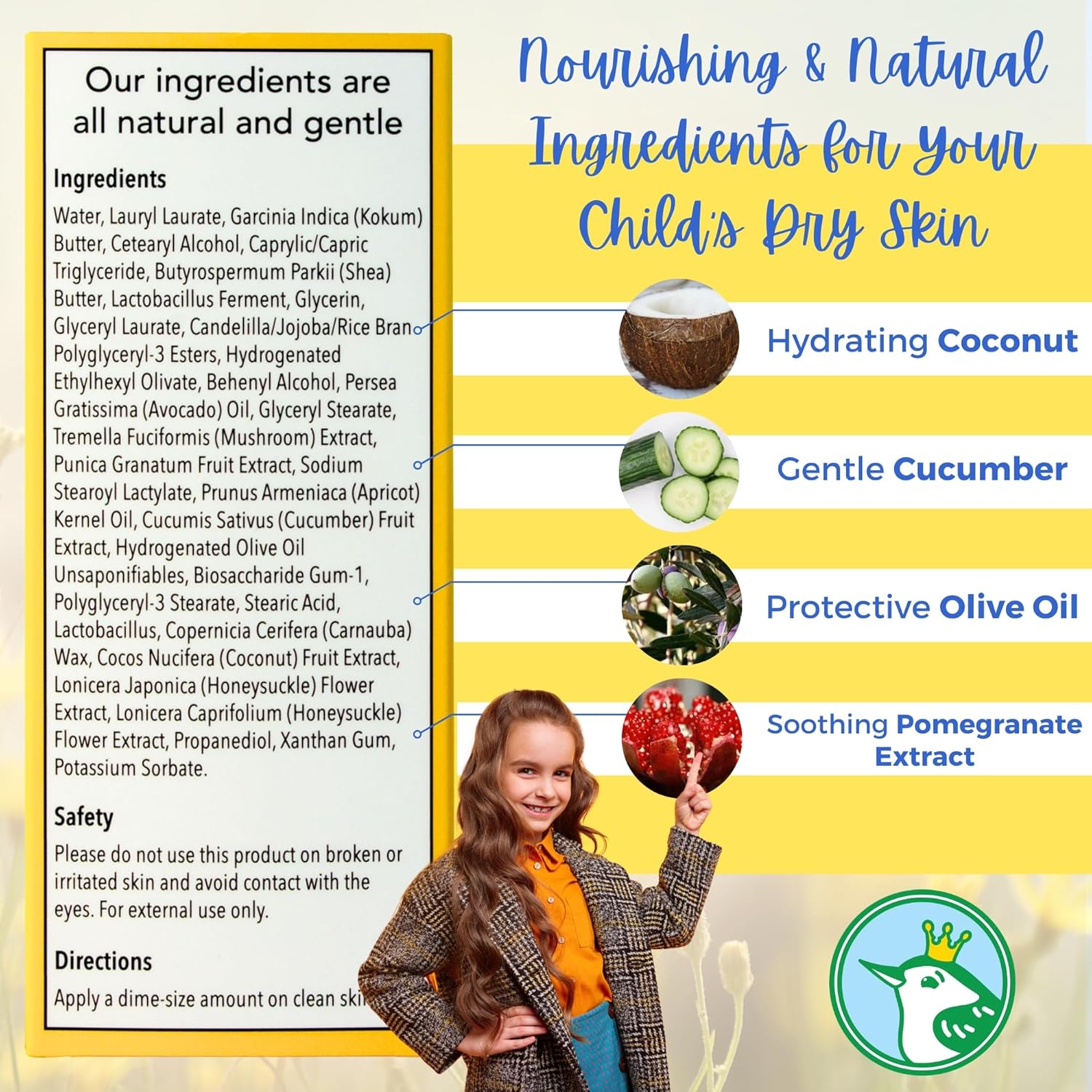 Kids Lotion - Daily Use Natural Moisturizer - Plant Based, Moisturizing & Non-Toxic Soothing Lotion for Kids - Dermatologist Tested - Gentle, Mild, Hypoallergenic, Fragrance Free Halalzen