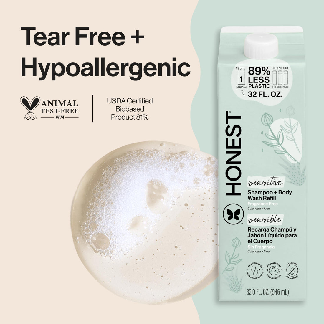 The Honest Company 2-in-1 Cleansing Shampoo Body Wash Gentle for Baby, Naturally Derived, Tear-free, Hypoallergenic, Lavender Calm, 18 fl oz Halalzen