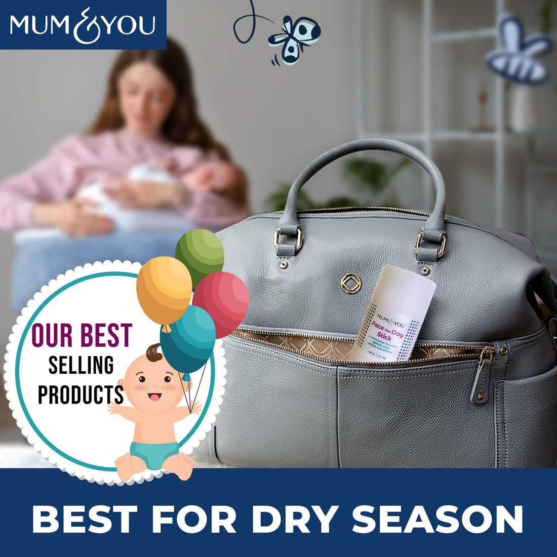Mum & You Baby Face the Day Stick – Natural baby Moisturiser with Sunflower, Coconut Oil & Shea Butter, Soothes Eczema, Teething Protection, Dribble Rash & Protects Skin in Winter, Cold & Dry Weather