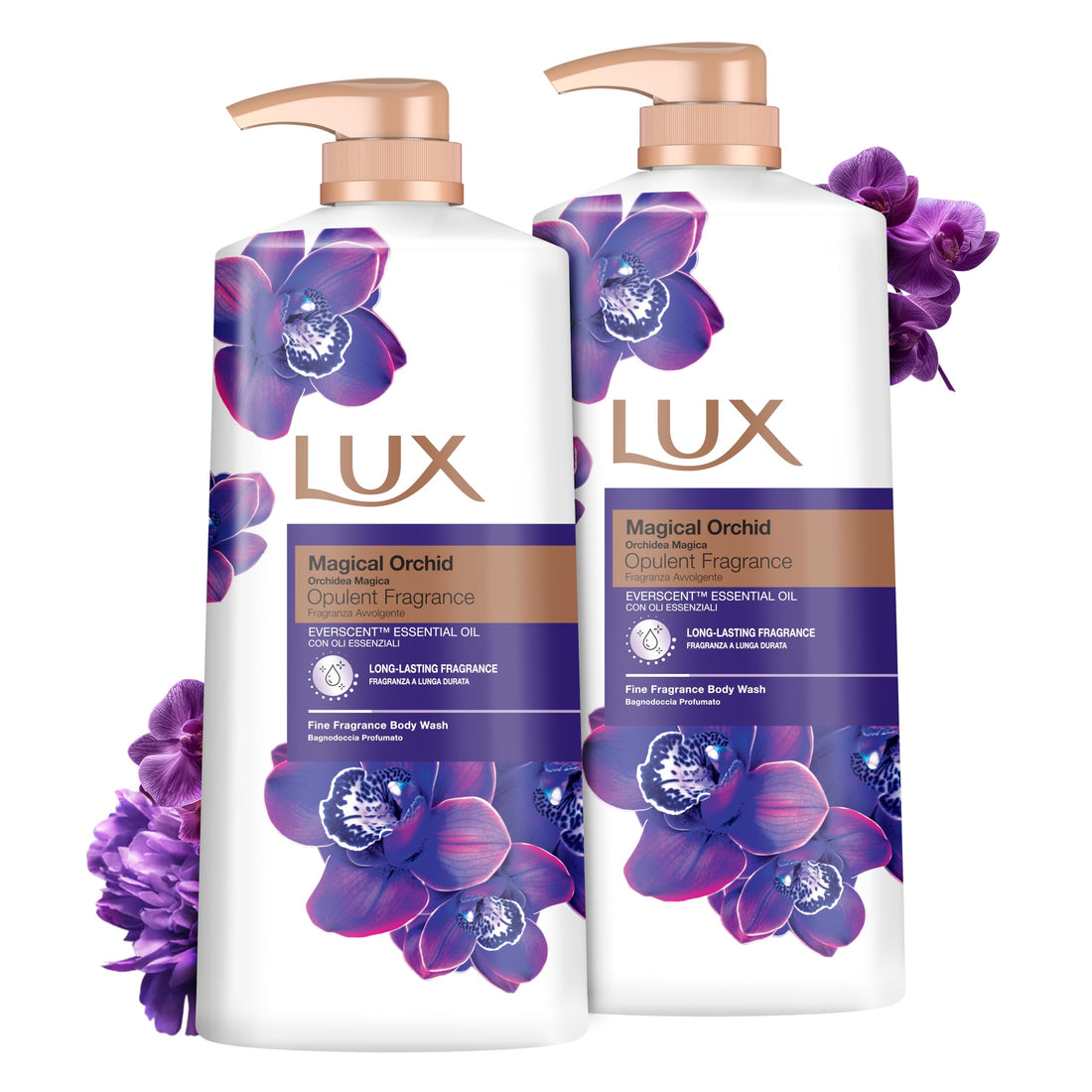 LUX Charming Peony Body Wash with Orange Oil - Men's & Women's Aromatic, Long-Lasting Fine Fragrance Shower Gel, Nourishing Body Cleanser, Aromatic Fragrance Bath Soap - Pack of 1, 1L