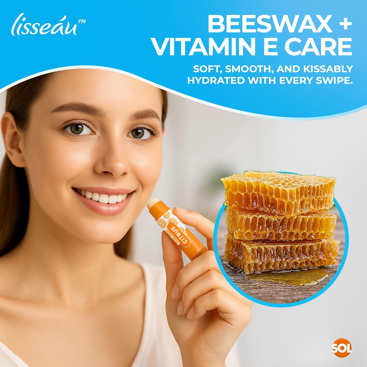 SOL 7pk Womens Lip Balm Set Flavoured Moisturiser for with Beeswax & Vitamin E - Fruit Lipbalm for Girls and Teens, Moisturising Balms Multipack Sticks for Dry and Chapped Lips for Daily Use & Gifting Halalzen