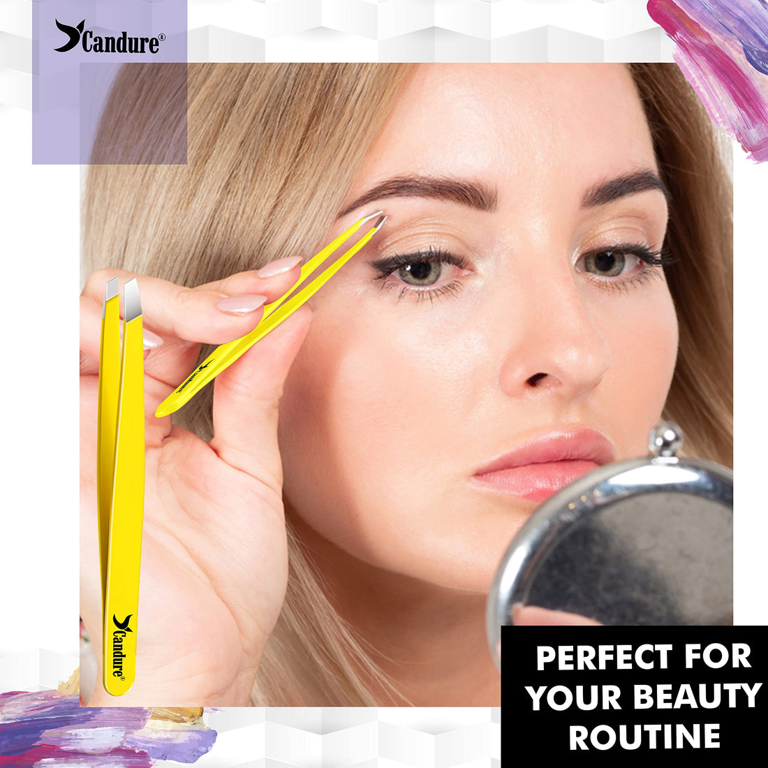 Candure Tweezers for Eyebrows - Professional Stainless Steel Slanted and Pointed Tip Hair Tweezers Set for Ingrown Hair, Blackhead Removal, Eyebrows Plucking Beauty Tool for Women Halalzen