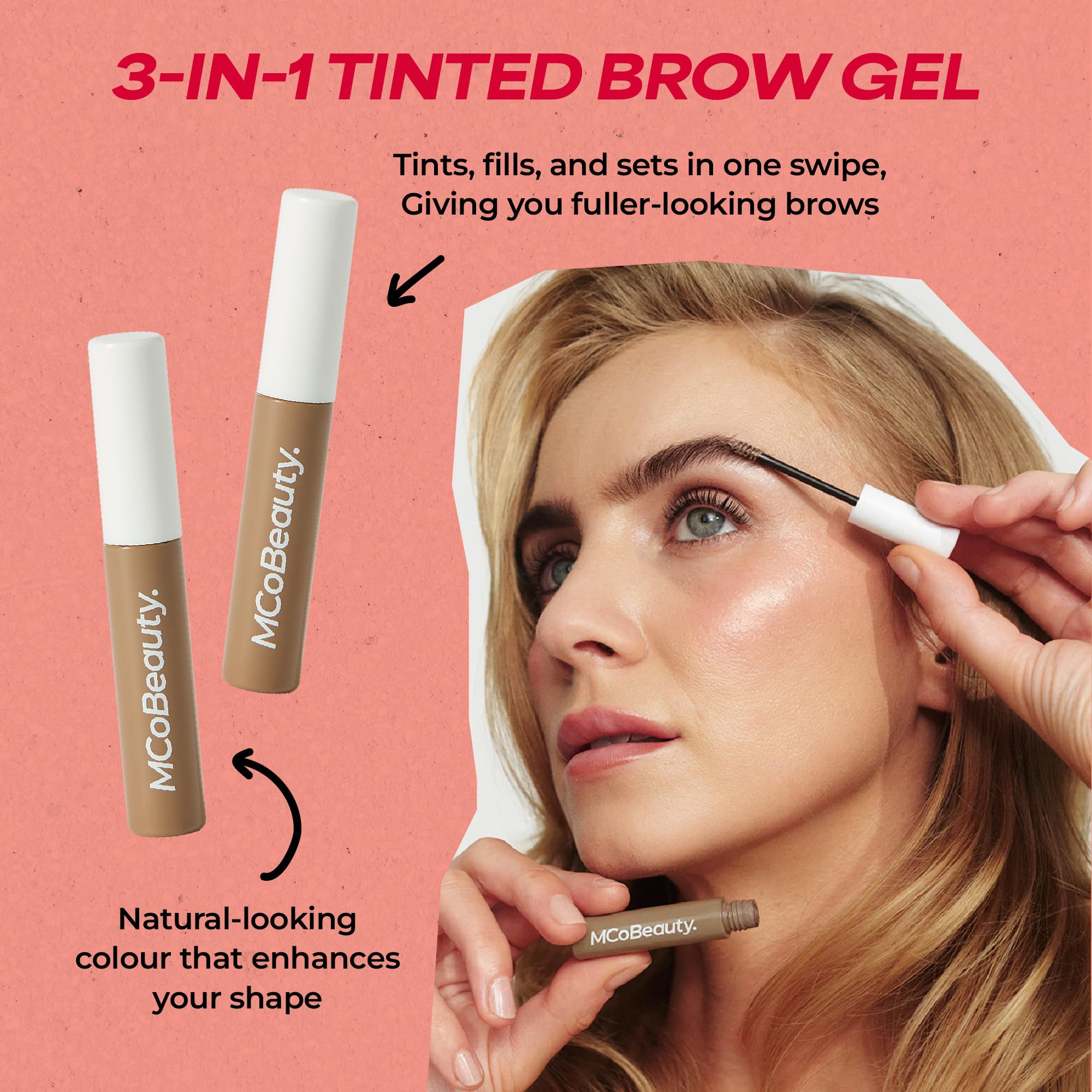 MCoBeauty - Magic Brows - Blonde Brow Gel - 3-in-1 Tinted Volumising Eyebrow Gel - Tints, Fills and Holds - Includes an Eyebrow Spoolie Brush - Formula for a Natural Looking Finish