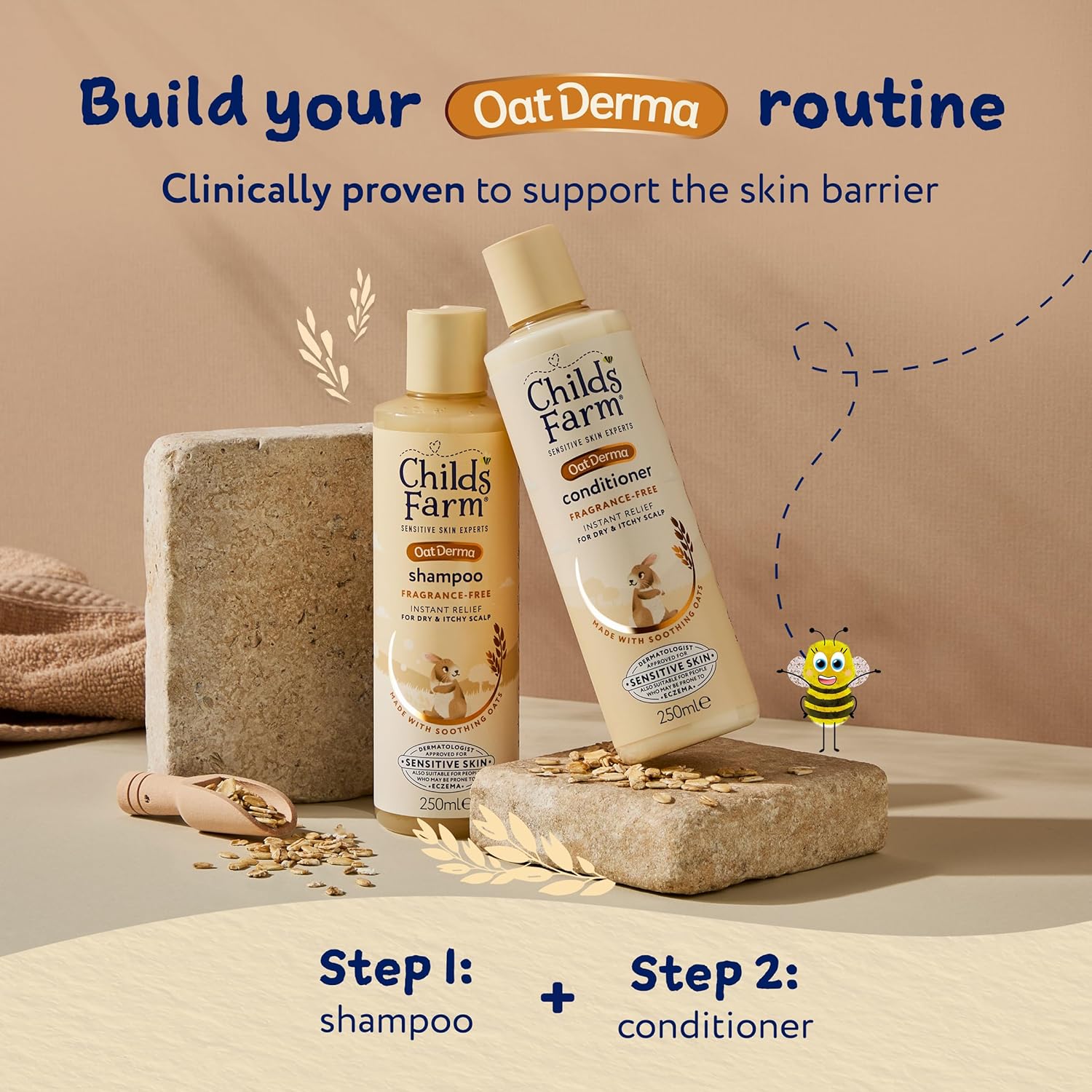 Childs Farm OatDerma Hair Conditioner, Fragrance and Tear Free, Soothing for Sensitive Skin and Scalp, Baby, Kids, 250ml
