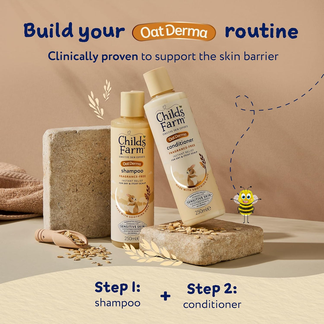 Childs Farm OatDerma Hair Conditioner, Fragrance and Tear Free, Soothing for Sensitive Skin and Scalp, Baby, Kids, 250ml