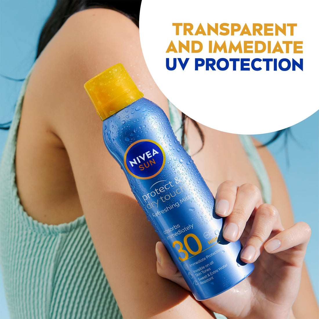 NIVEA SUN Protect & Dry Touch Refreshing Sun Mist Spray SPF50 (200ml), Water-Resistant Sun Spray, Immediate Protection Against UVA/UVB Rays, Sunburns and Premature Ageing (Packing May Vary)