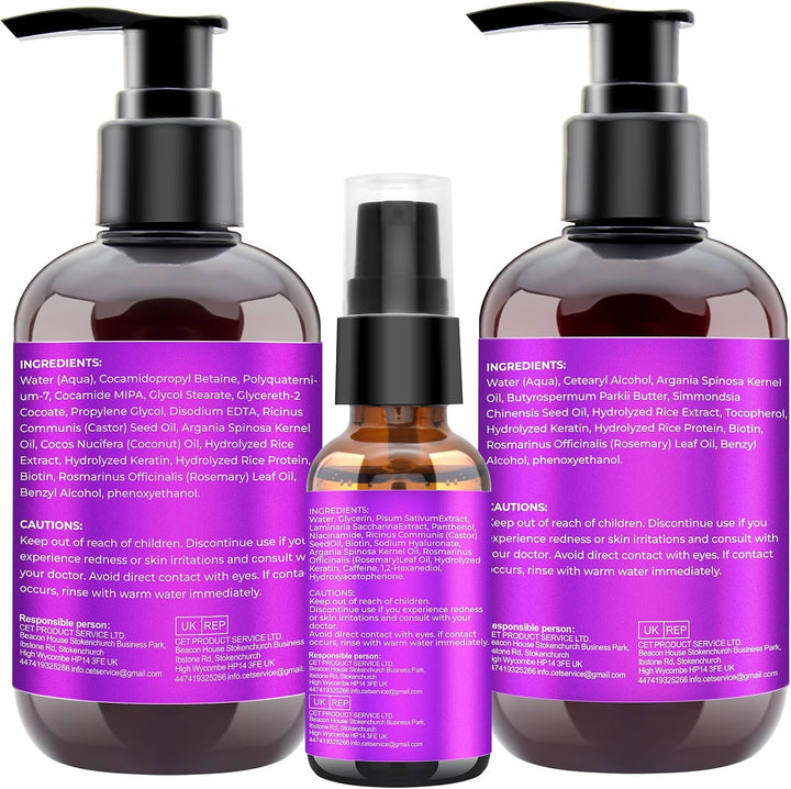 GIFBEA Hair Growth Shampoo and Conditioner Set with Rosemary Oil Serum, Biotin, Argan, Castor, Coconut, Keratin, Rice Water - Hair Loss Treatment, Thickening for Women and Men