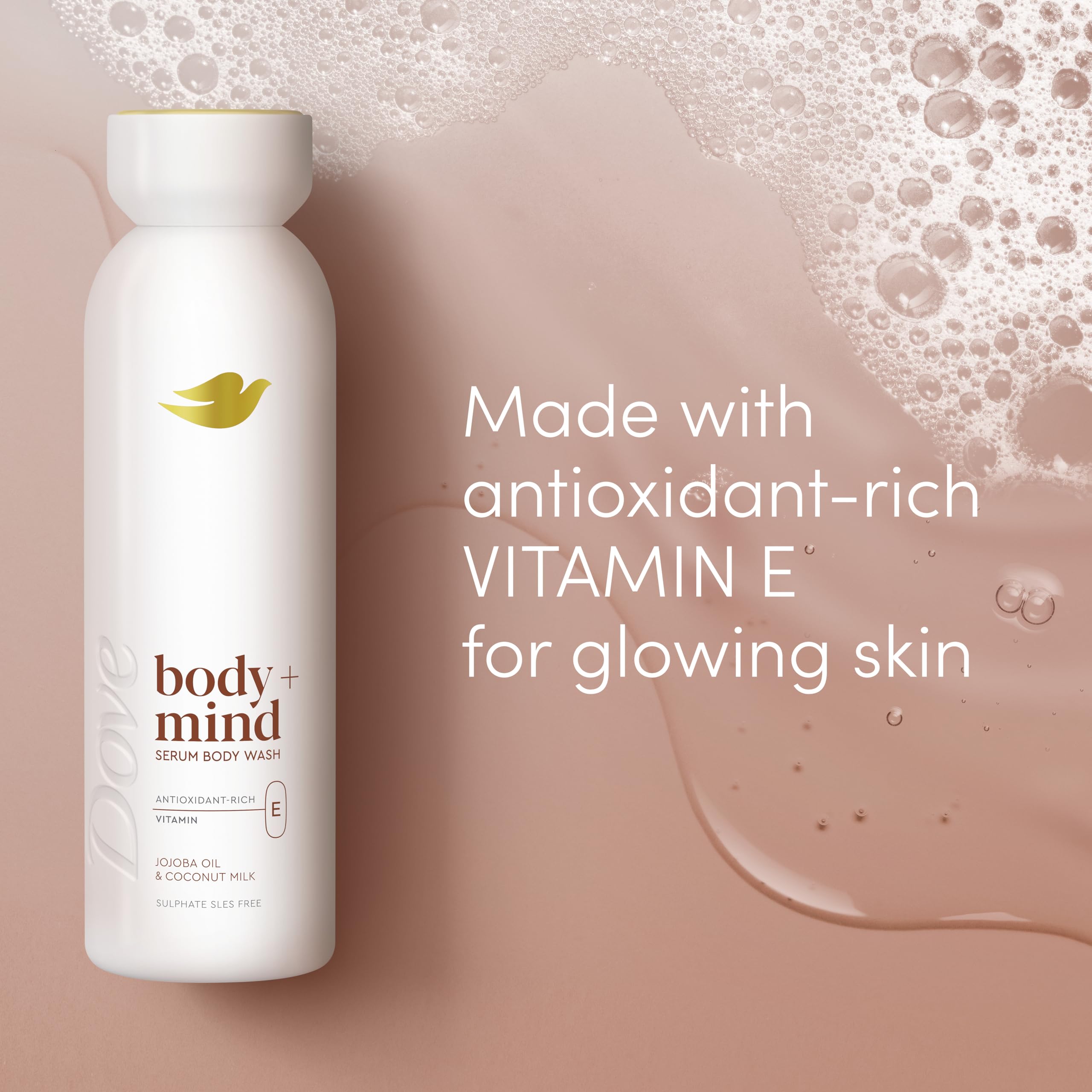Dove Body + Mind Jojoba Oil & Coconut Milk Serum Body Wash body cleanser with antioxidant-rich vitamin E for glowing skin 350 ml