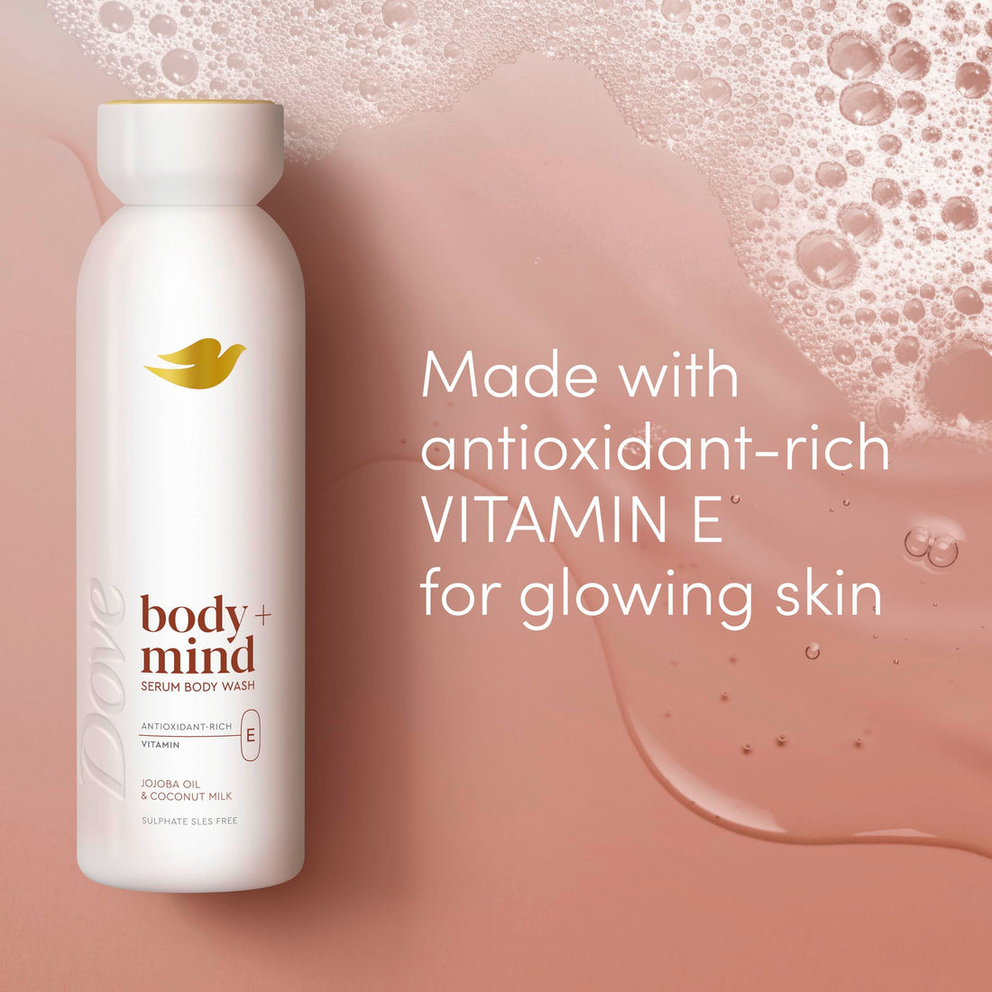 Dove Body + Mind Jojoba Oil & Coconut Milk Serum Body Wash body cleanser with antioxidant-rich vitamin E for glowing skin 350 ml