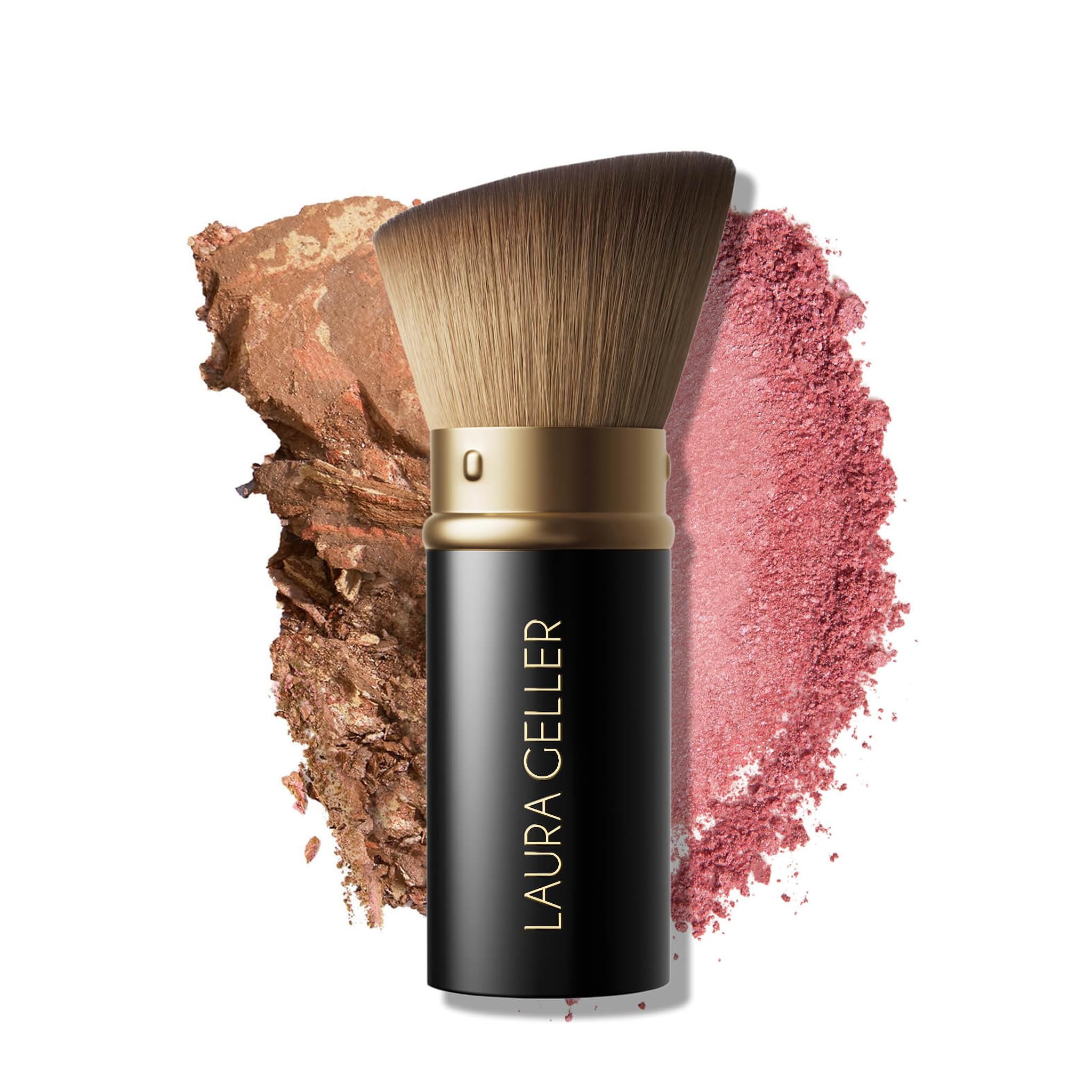 LAURA GELLER NEW YORK Retractable Black Kabuki Brush for Liquid, Cream and Powder Face Makeup With Aluminum Handle Halalzen