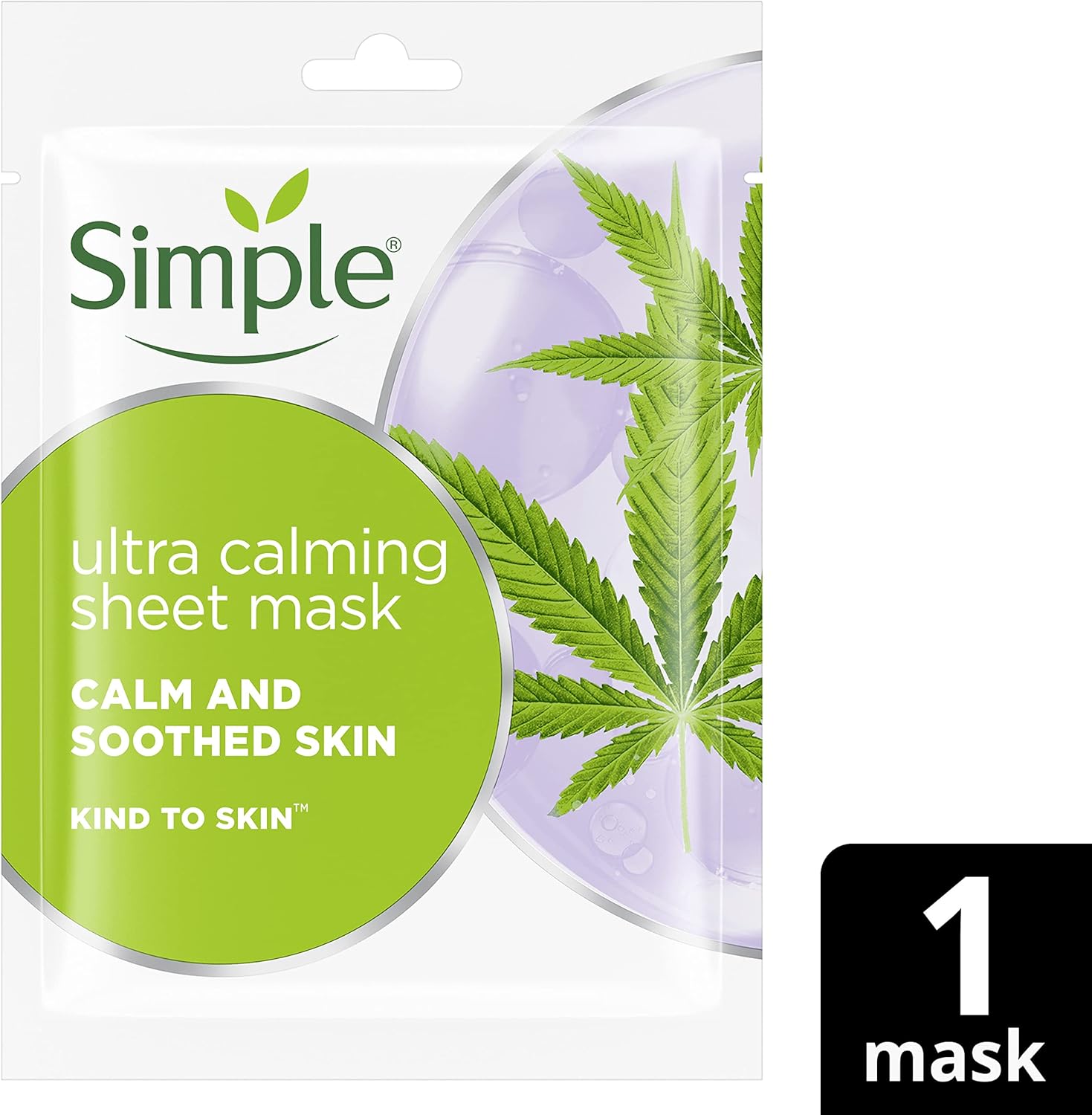 Simple Kind To Skin Ultra Calming Cruelty-Free And Vegan Biodegradable Sheet Mask For Stressed And Sensitive Skin 1 Pc