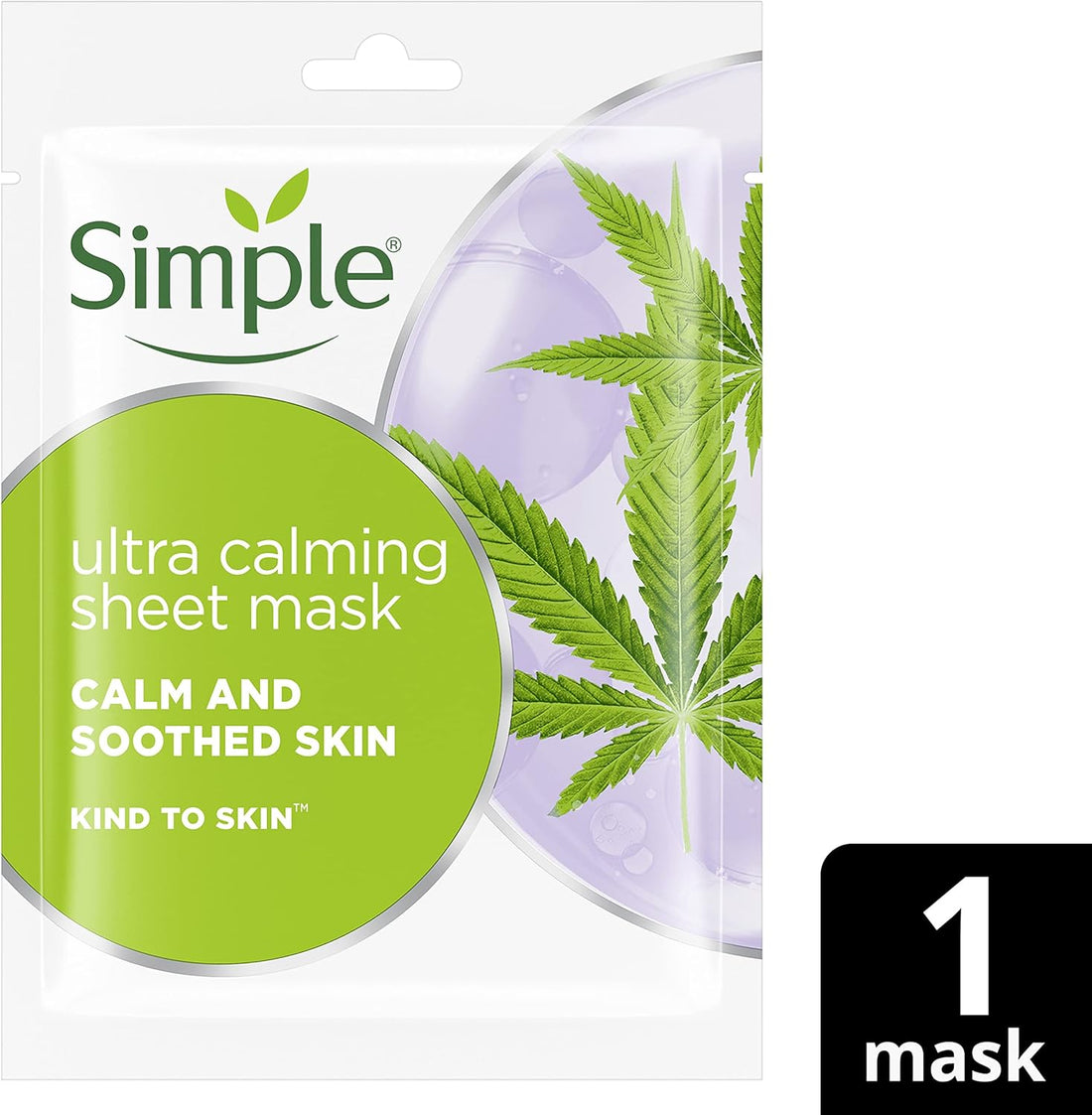 Simple Kind To Skin Ultra Calming Cruelty-Free And Vegan Biodegradable Sheet Mask For Stressed And Sensitive Skin 1 Pc