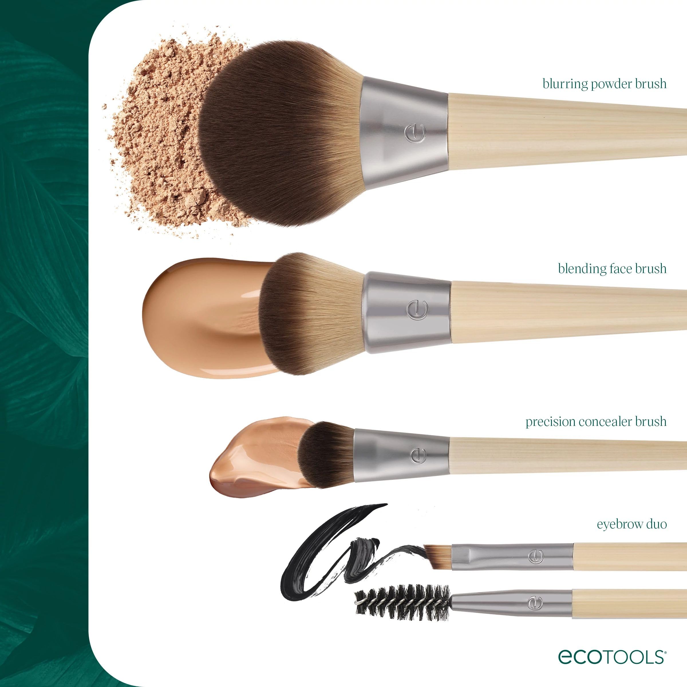 EcoTools Classic Foundation Face Brush, For Liquid, & Cream Foundation, Flat Foundation Brush For Natural Makeup, Buildable Coverage, Synthetic Bristles, Vegan & Cruelty- Free Halalzen