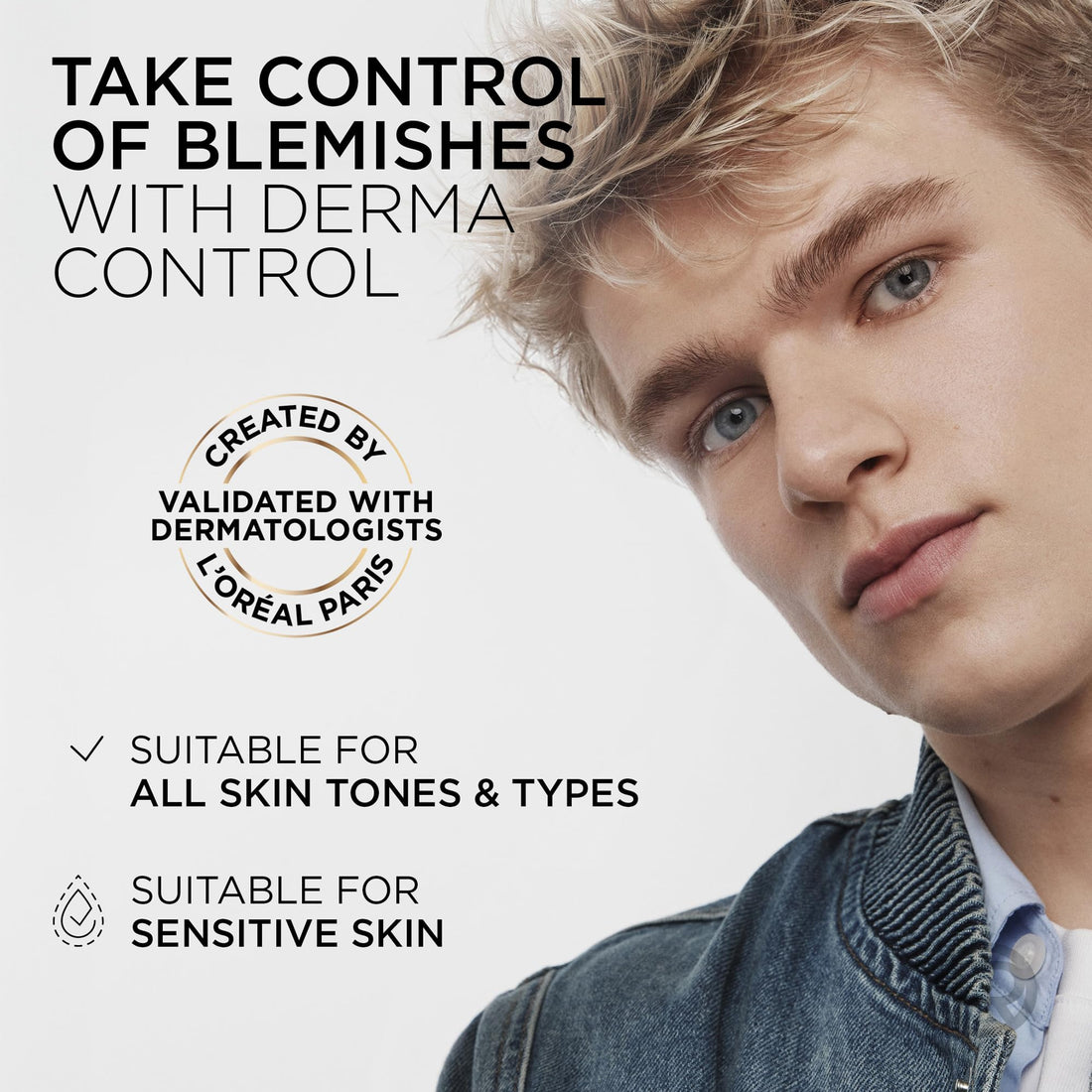 L'Oréal Men Expert Derma Control Purifying Cleansing Gel for Oily & Blemish-Prone Skin, Salicylic Acid & Niacinamide Deep Cleanser, Removes Dead Skin Cells, Unclogs Pores, 260ml