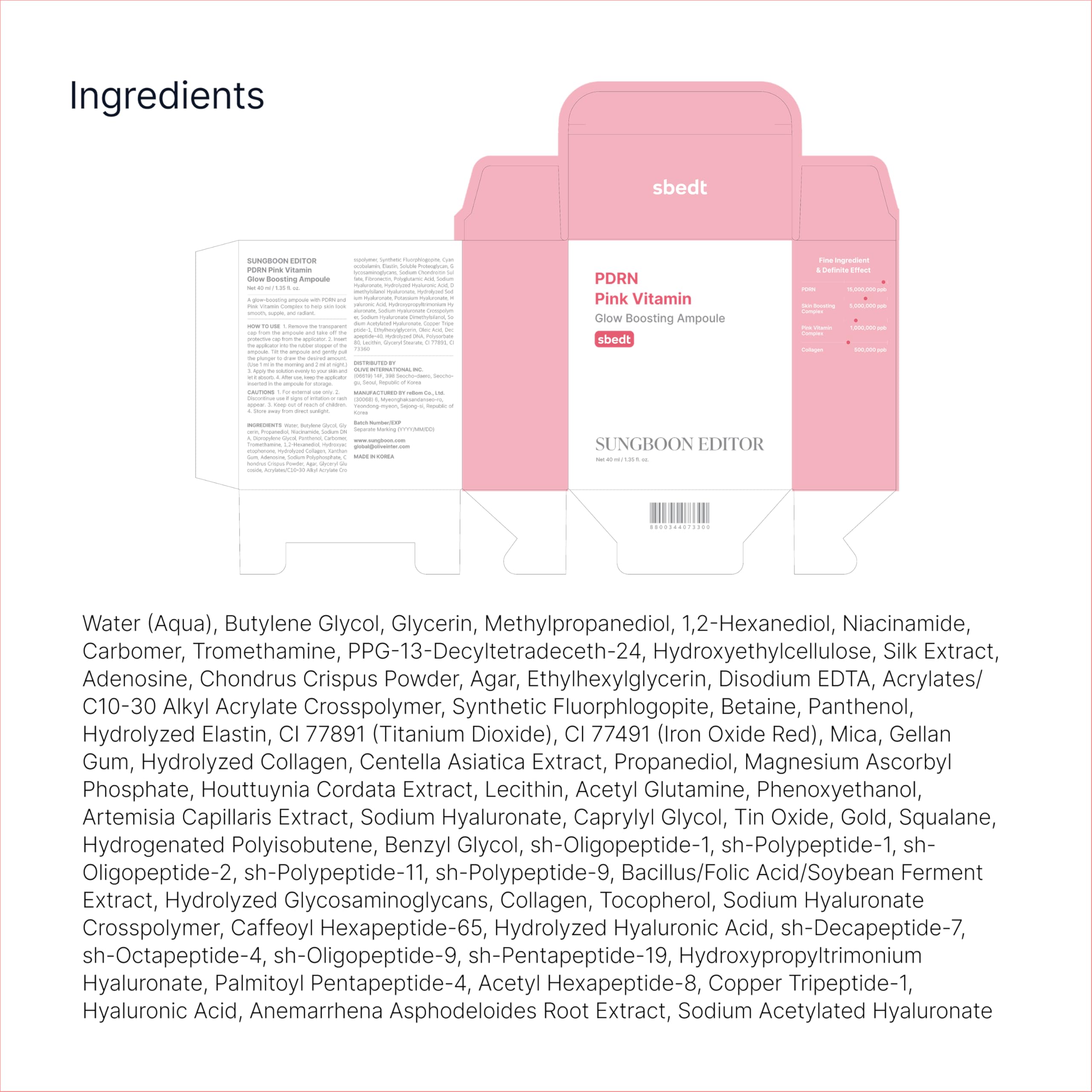 SUNGBOON EDITOR Glow Intensive Silk Peptide Ampoule, Copper Peptides Serum for Face with Collagen & Multi Peptides, Hydrating Korean Skincare Facial Serum for Smooth-Looking Skin, 1.35 fl oz Halalzen