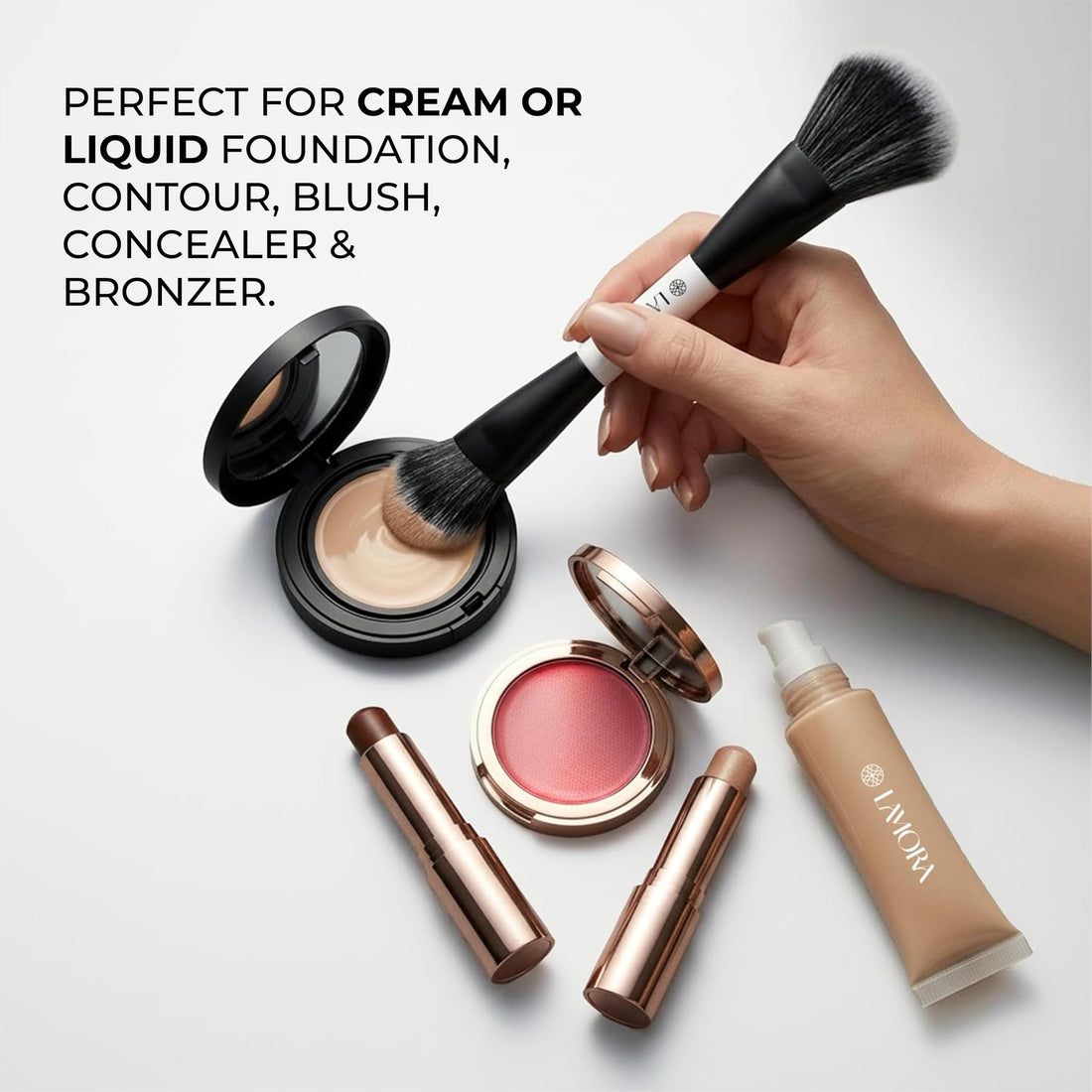 LAMORA Concealer Makeup Brush Under Eye - Angled Flat Top Kabuki Nose Contour Brush - Ideal for Concealing Blending Setting Buffing with Powder Liquid Cream Cosmetic - Small Makeup Foundation Brush Halalzen