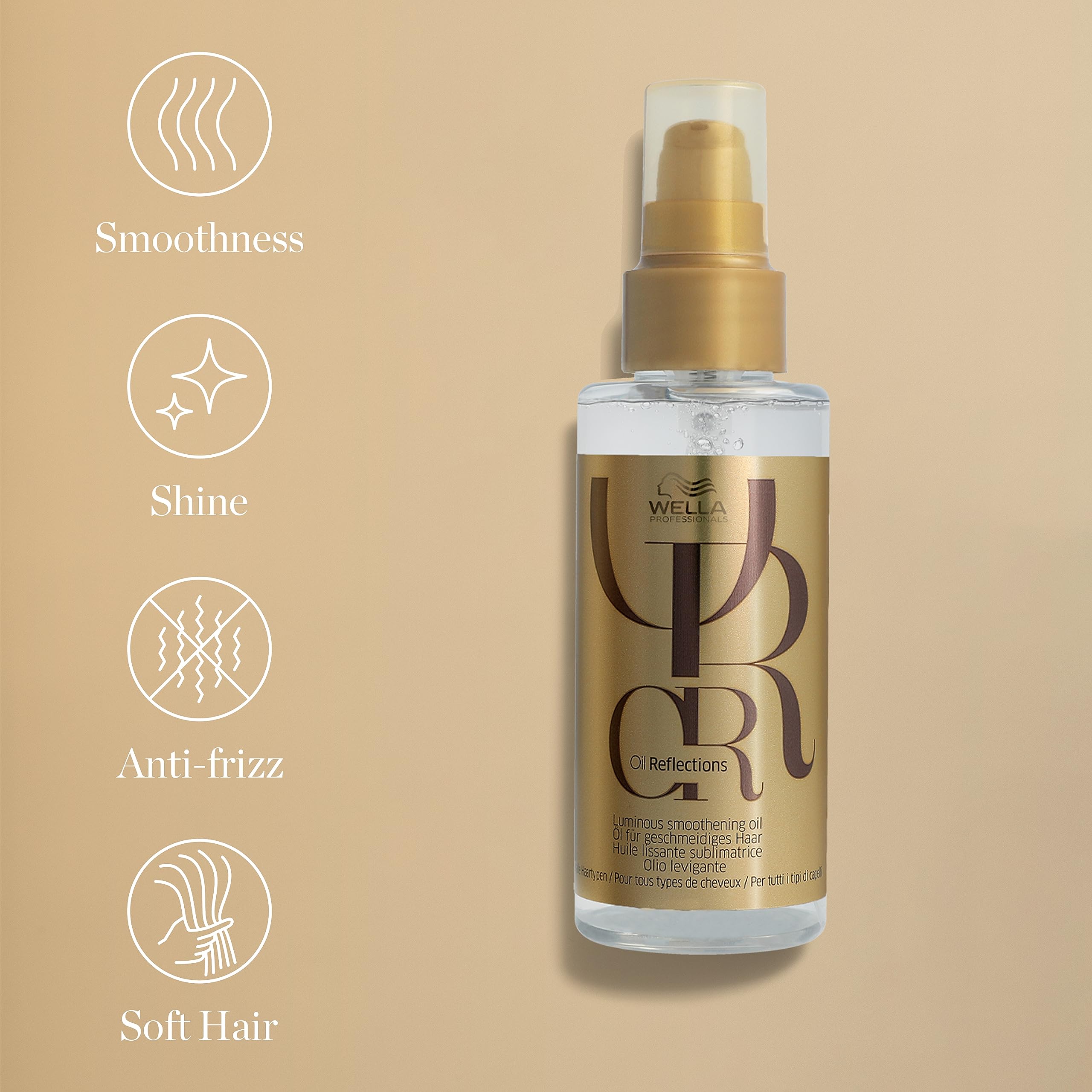 Wella Professionals Oil Reflections Luminous Smoothening Hair Oil – Radiant Shine & Silky Smoothness with Camellia Oil & White Tea Extract