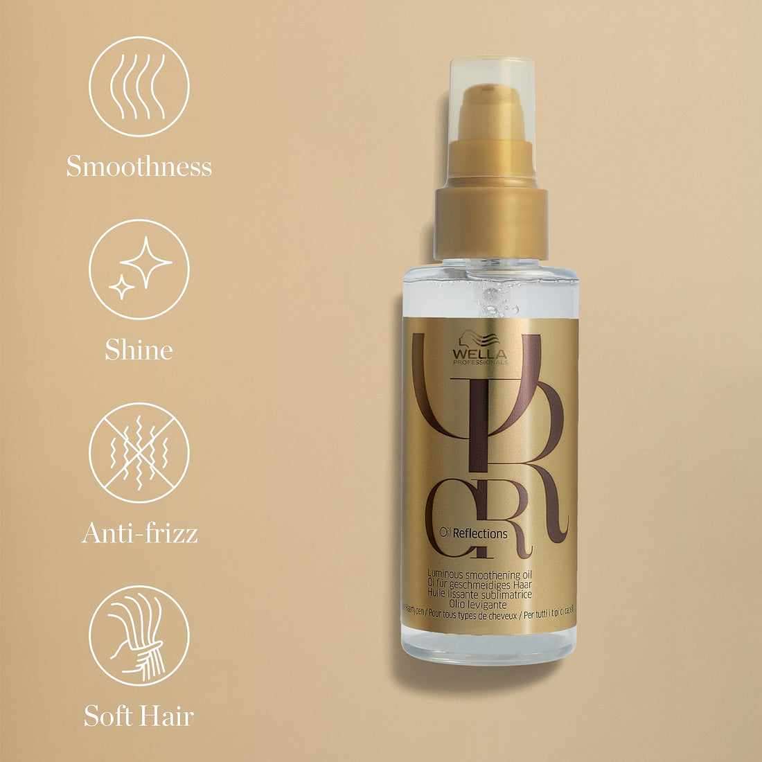Wella Professionals Oil Reflections Luminous Smoothening Hair Oil – Radiant Shine & Silky Smoothness with Camellia Oil & White Tea Extract