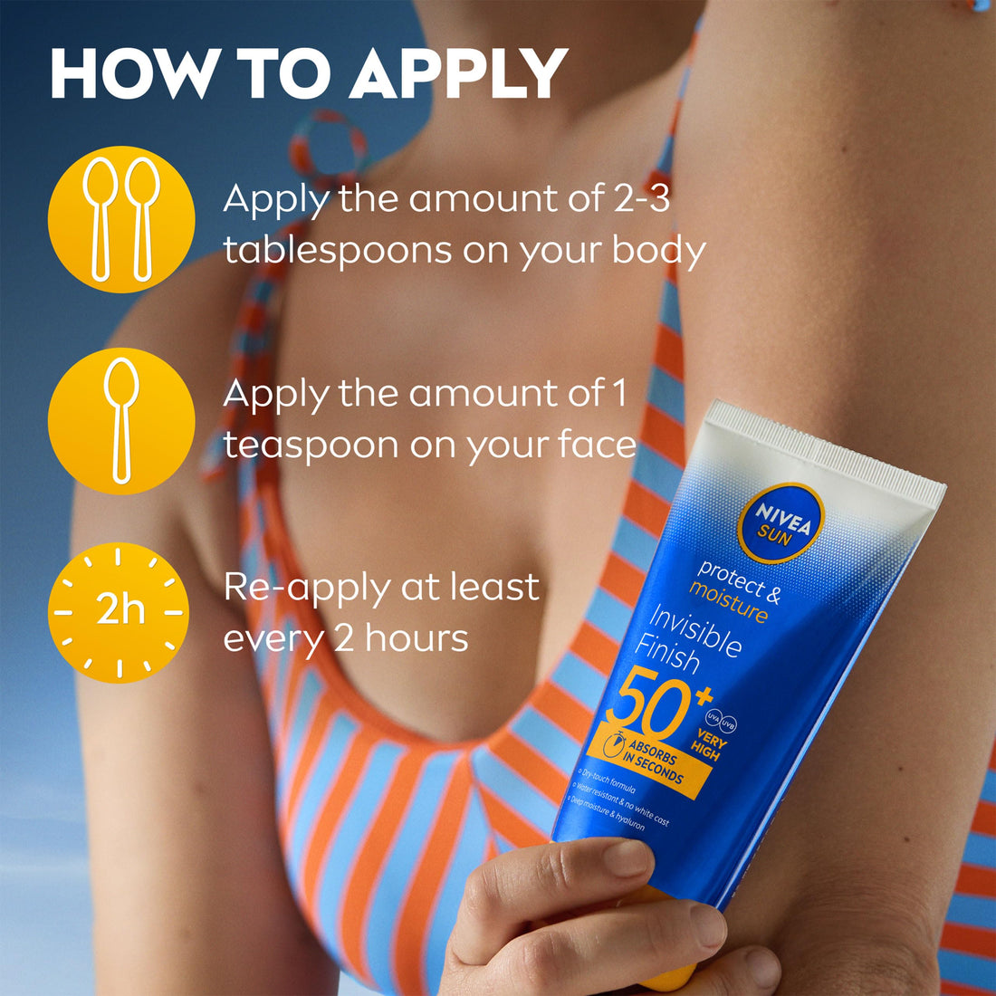 NIVEA SUN Protect & Moisture Invisible Finish Sun Cream SPF50+ (150 ml), Sun Lotion with Vitamin C and Hyaluron, 48H Moisture and Immediate UVA/UVB Protection, No White Cast Ultralight Formula